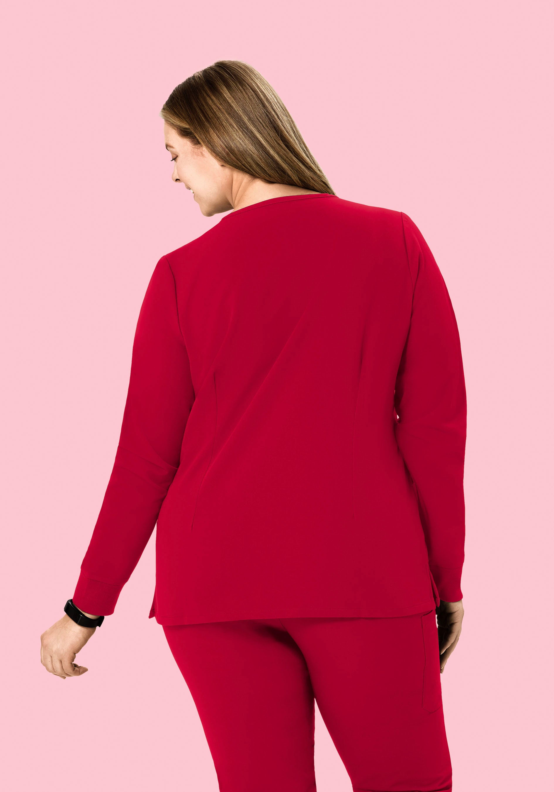 Long Sleeve 6 Pocket Top Crimson