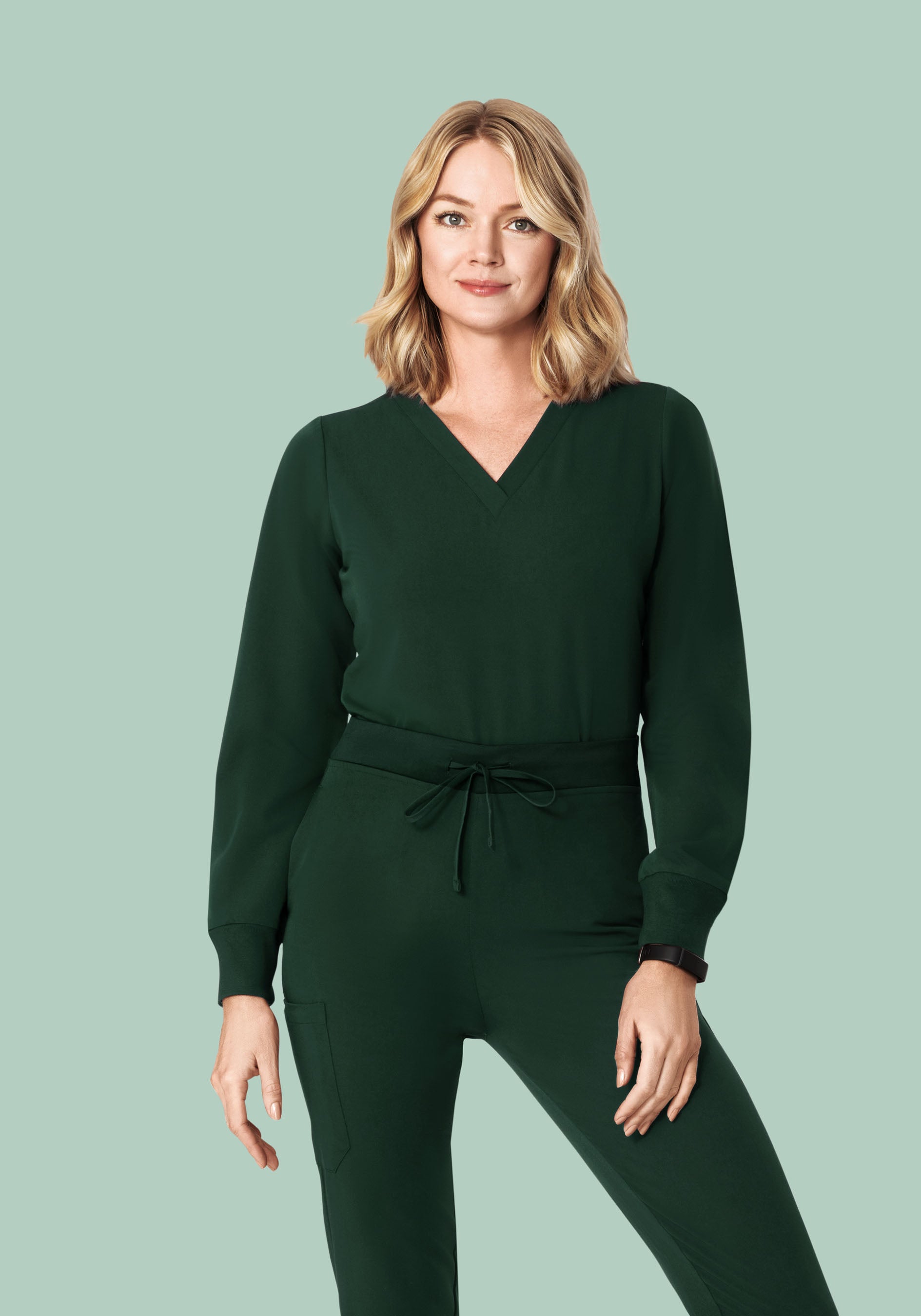Long Sleeve 6 Pocket Top Midnight Green