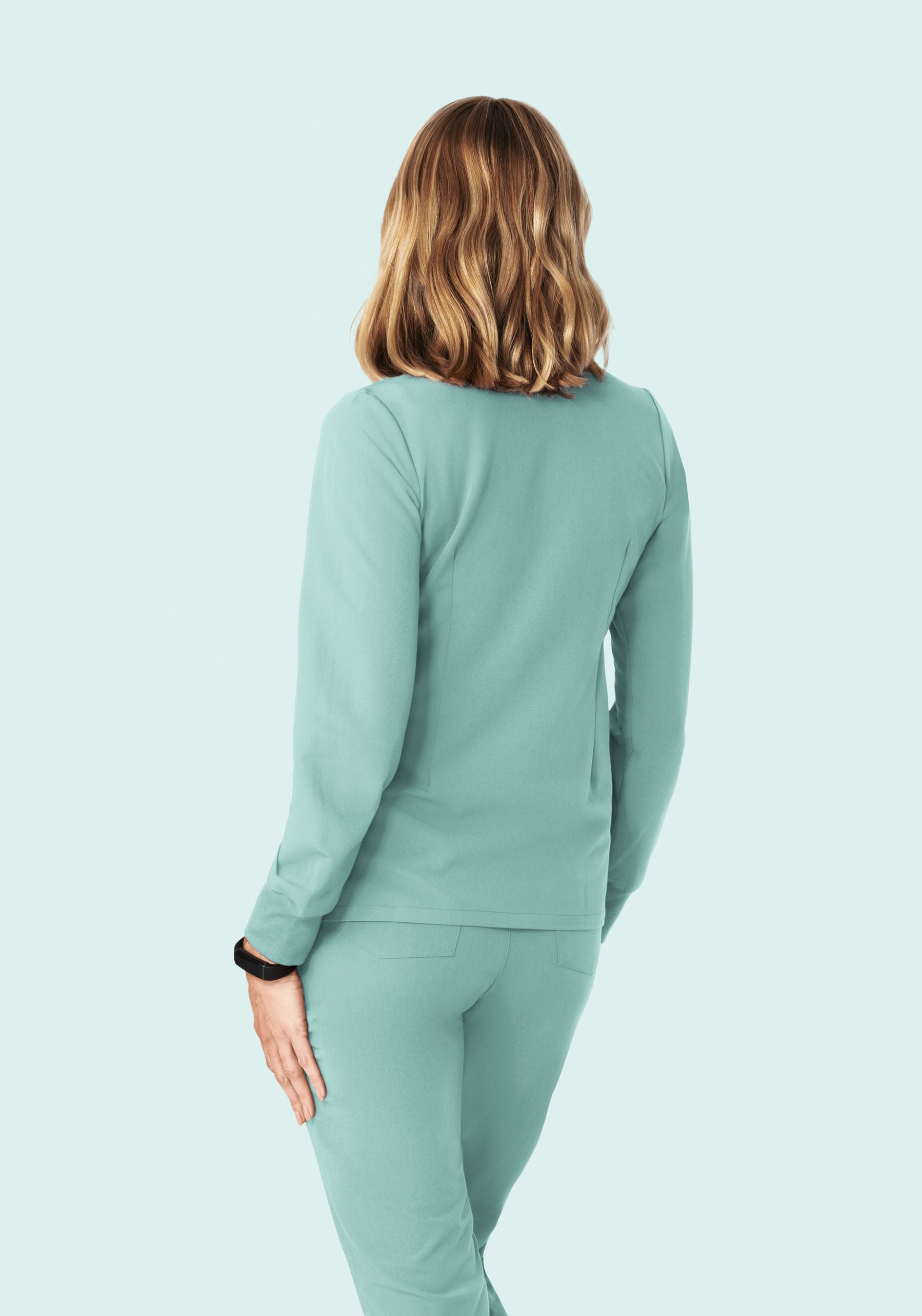 Long Sleeve Notch Neck Top Tourmaline