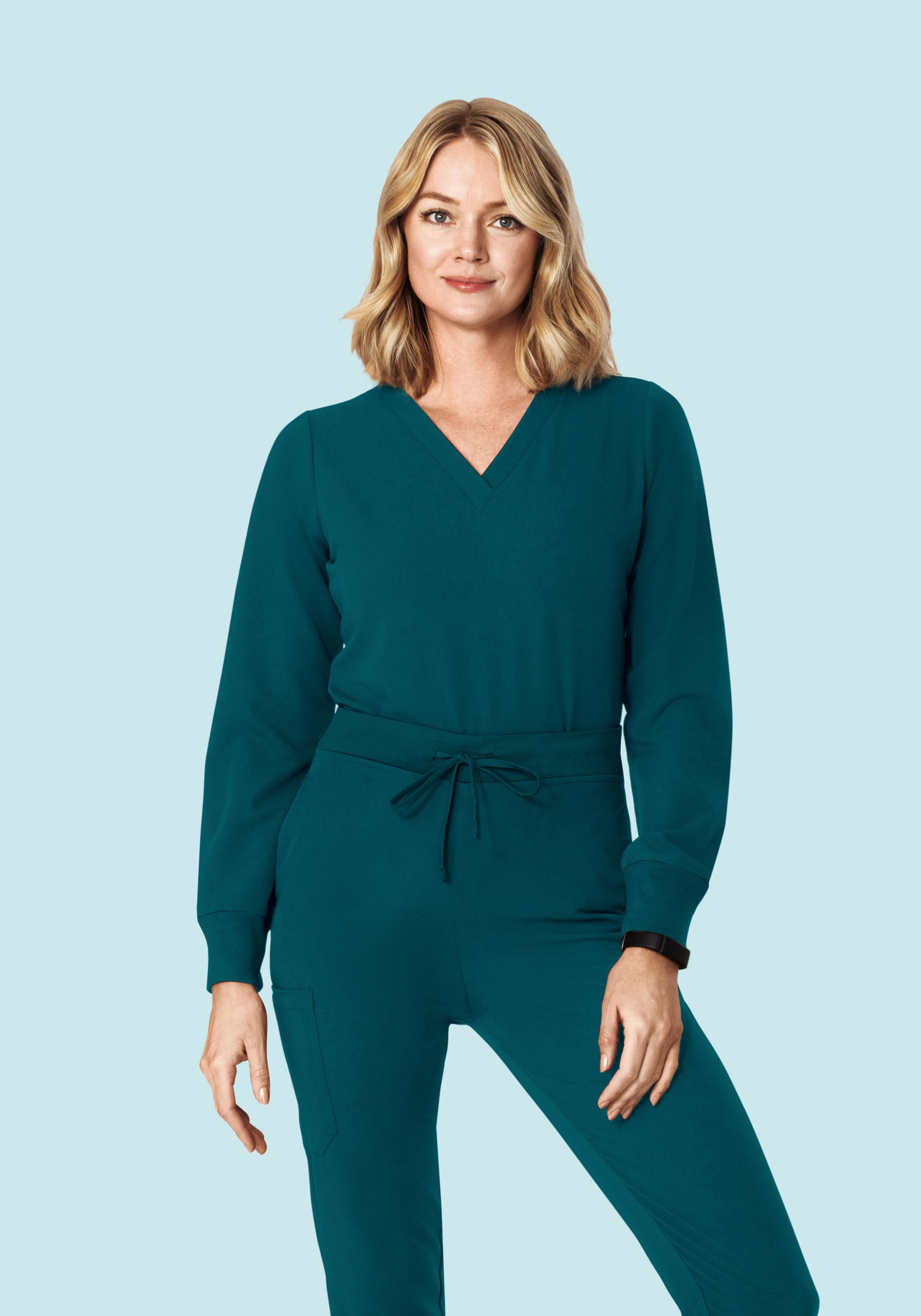 Long Sleeve 6 Pocket Top Caribbean Blue