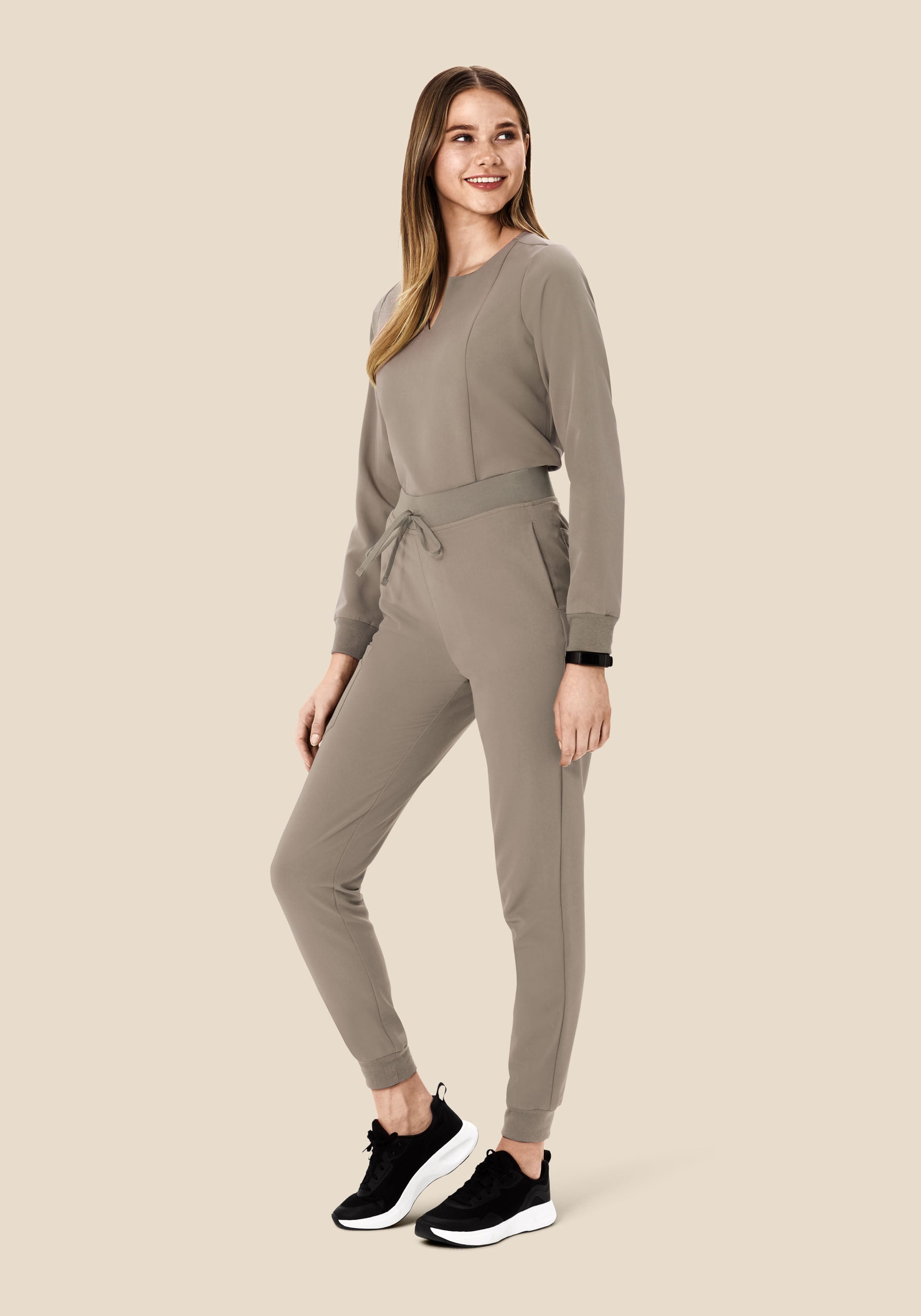 Long Sleeve Notch Neck Top Macchiato