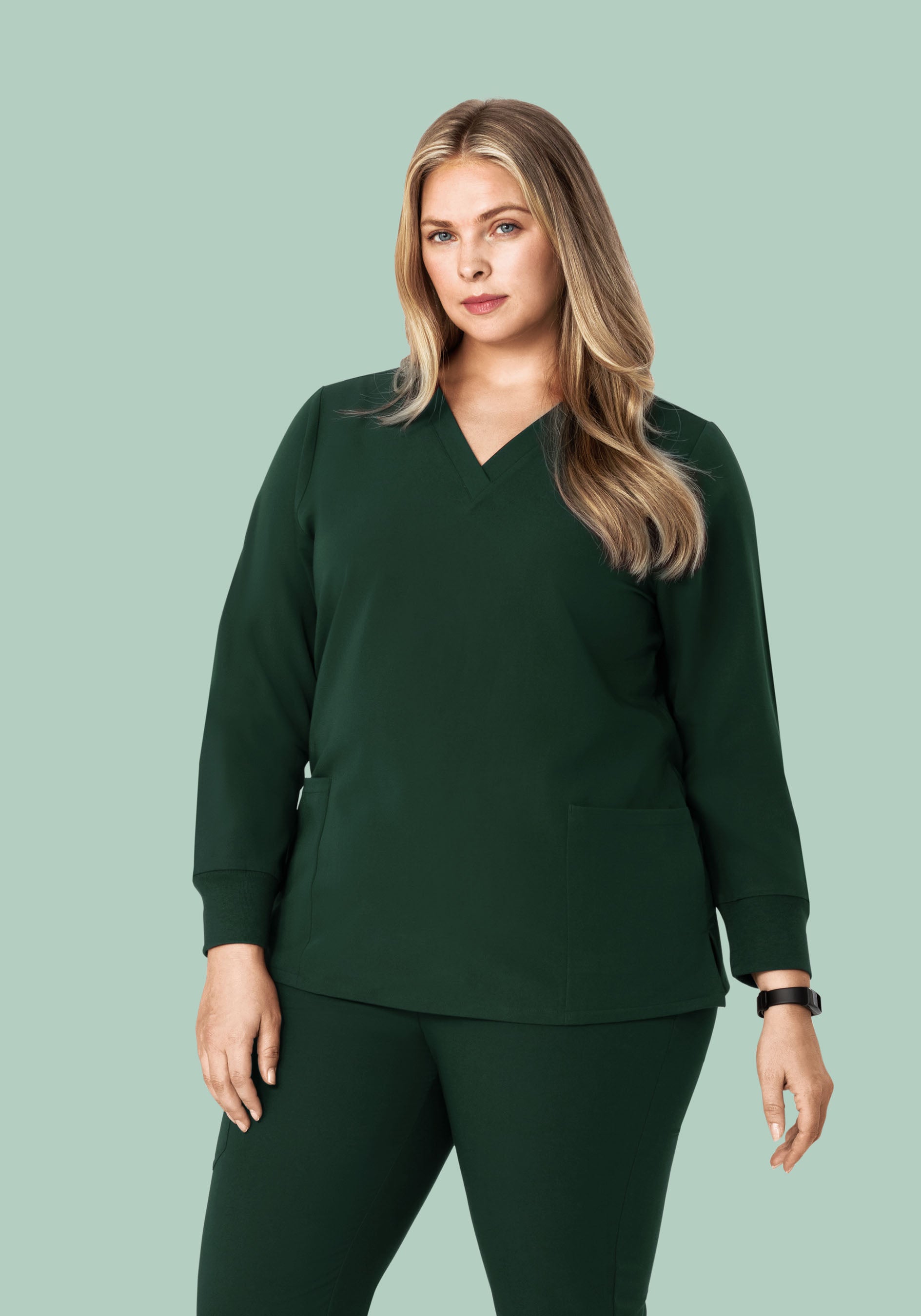 Long Sleeve 6 Pocket Top Midnight Green
