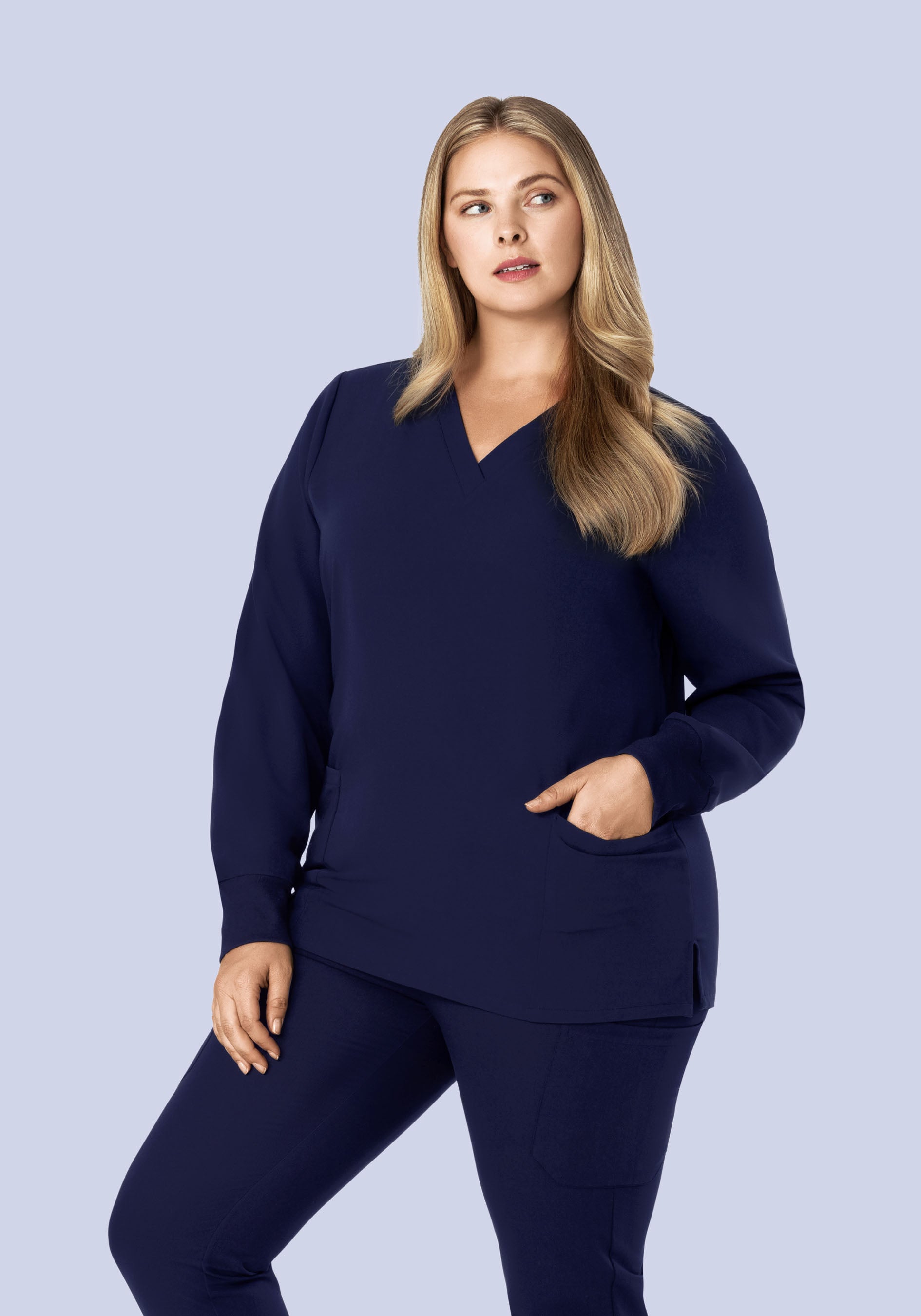 Long Sleeve 6 Pocket Top Navy