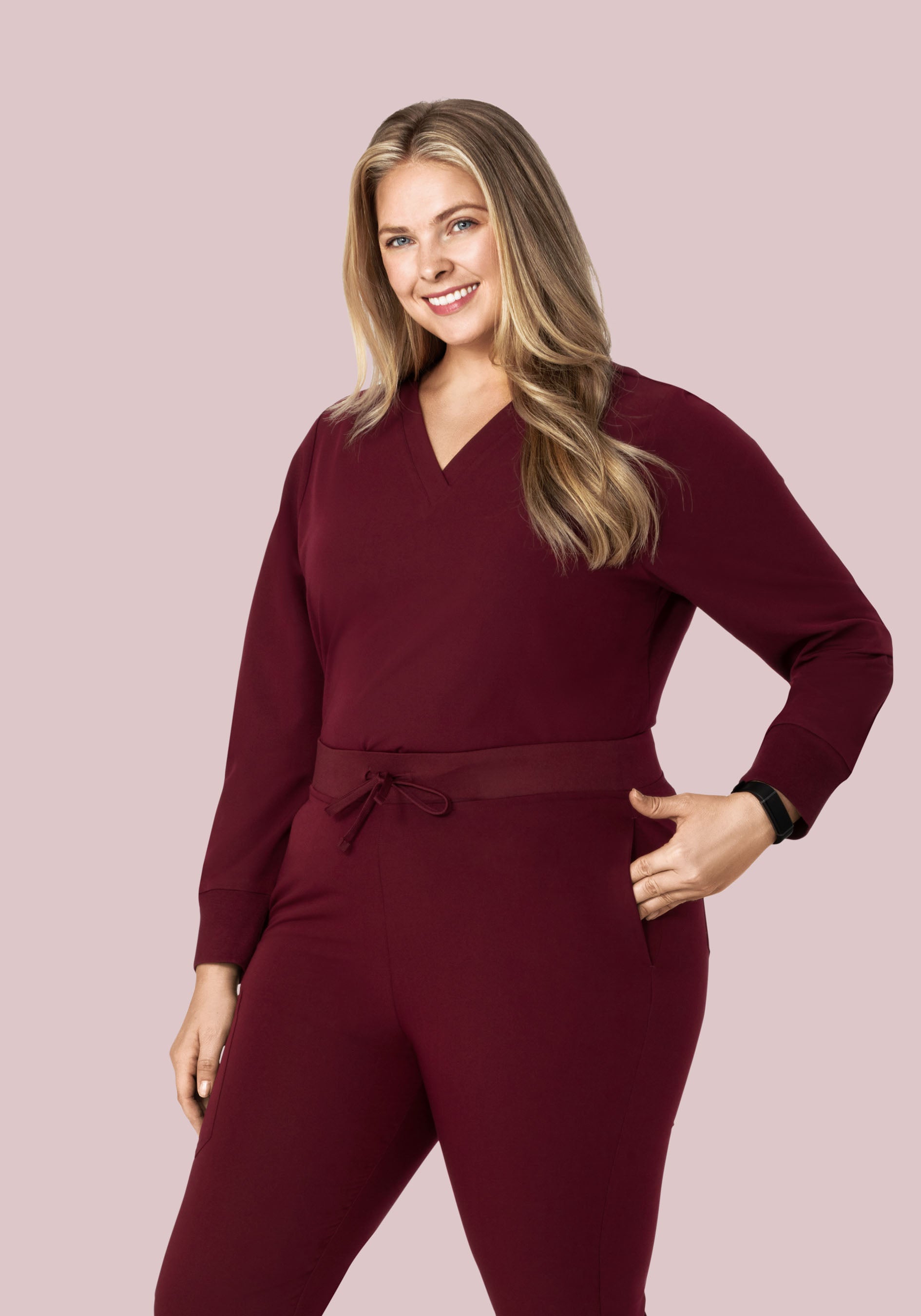 Long Sleeve 6 Pocket Top Wine