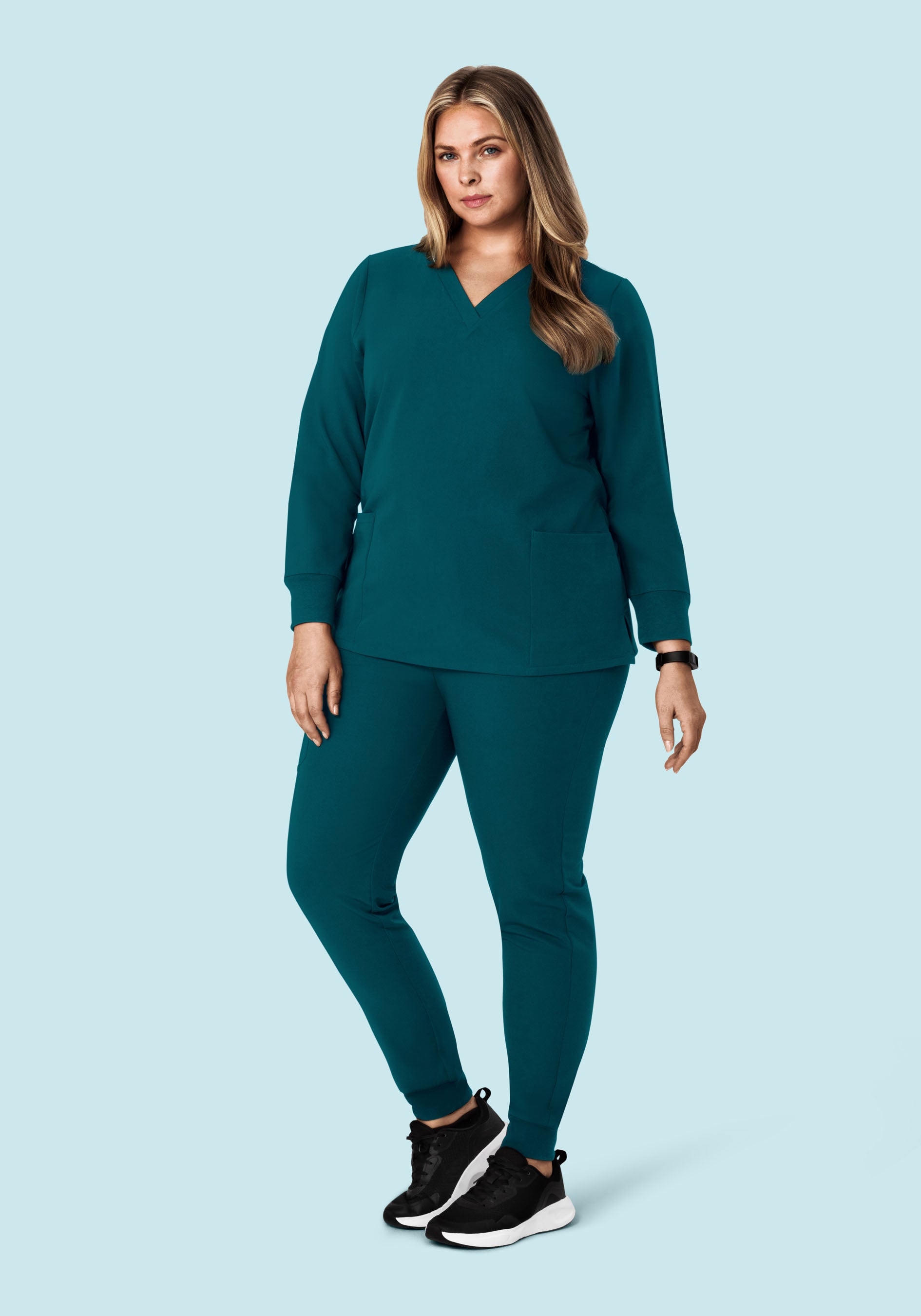 Long Sleeve 6 Pocket Top Caribbean Blue