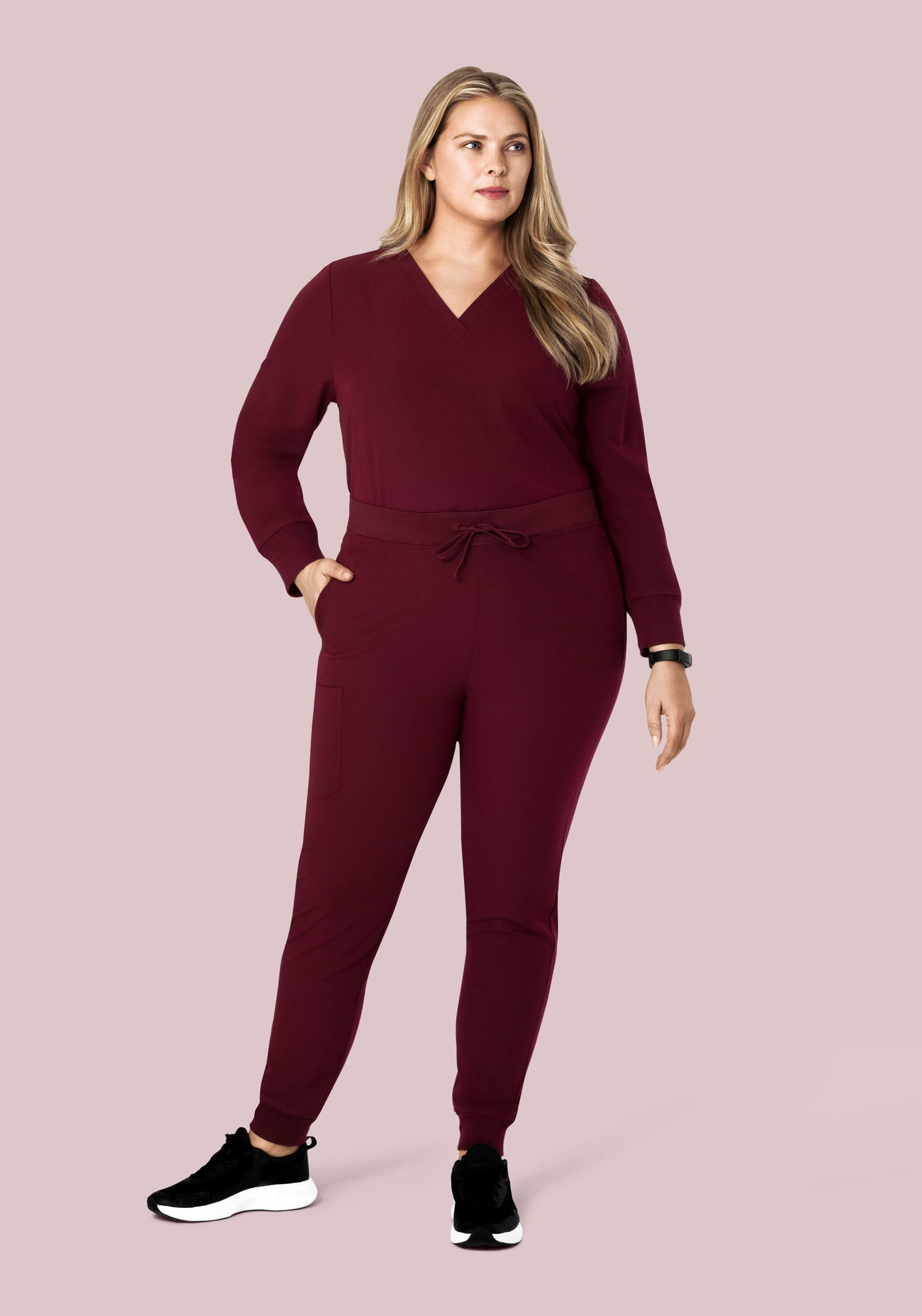 Long Sleeve 6 Pocket Top Wine