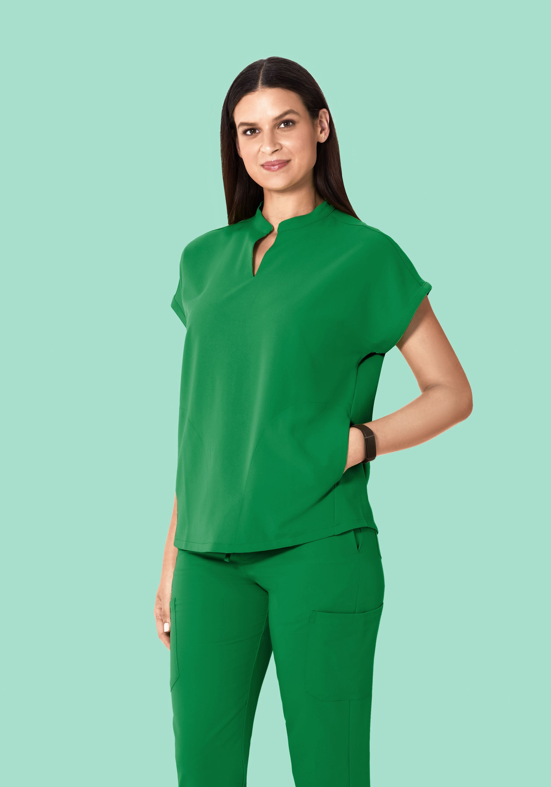 Mandarin Dolman Top Emerald