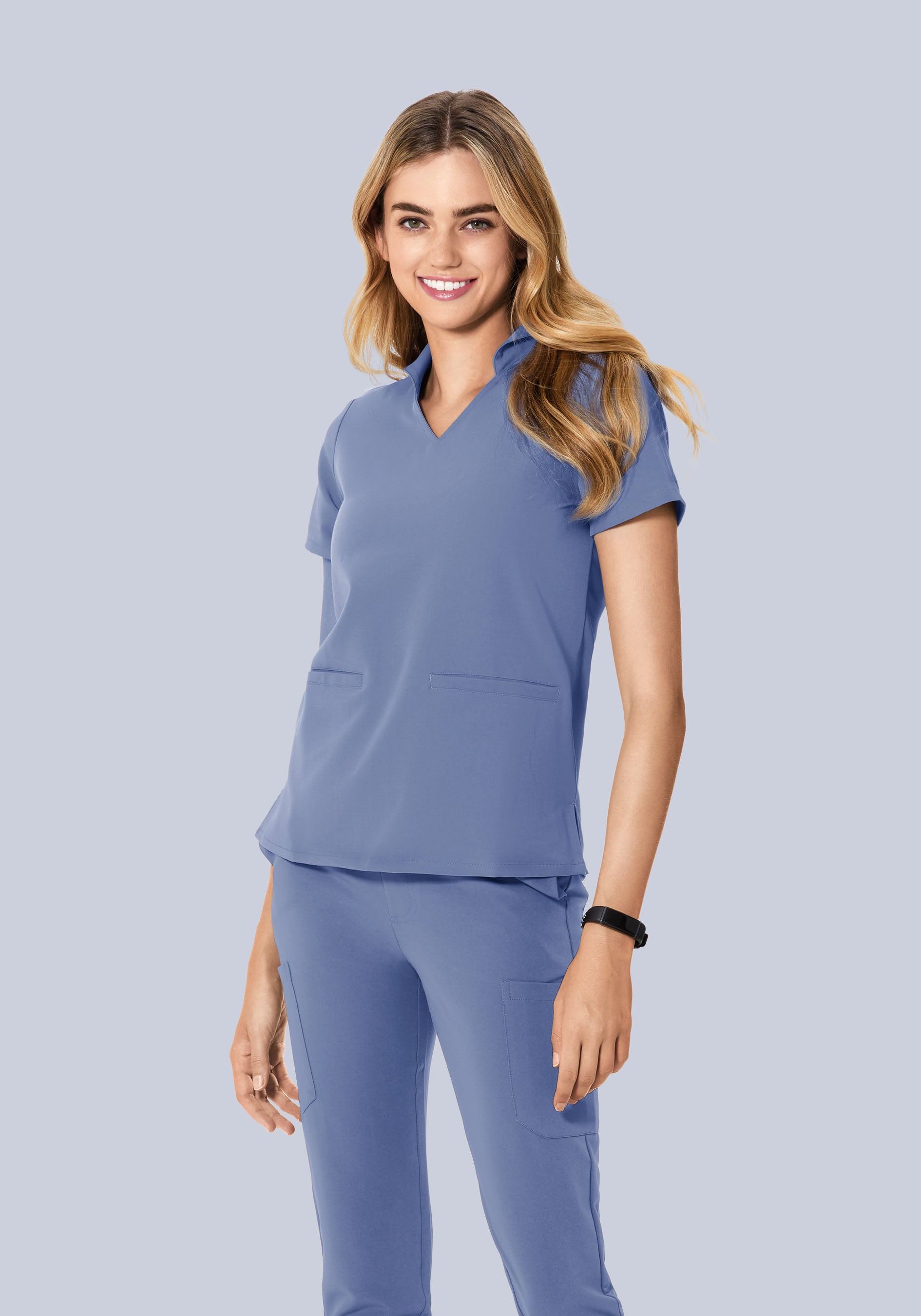 Multi Wear Collar Top Periwinkle