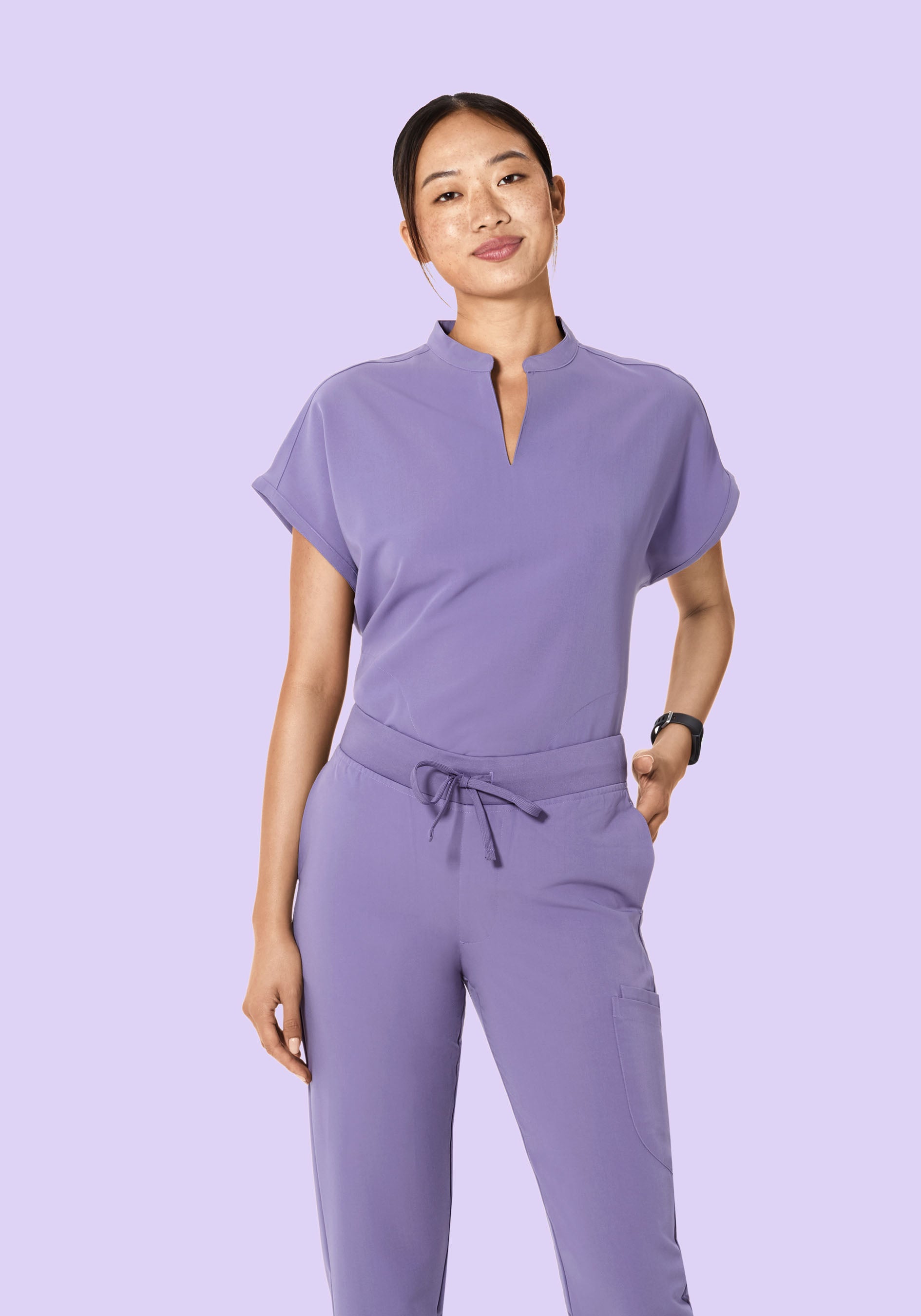 Mandarin Dolman Top Hyacinth