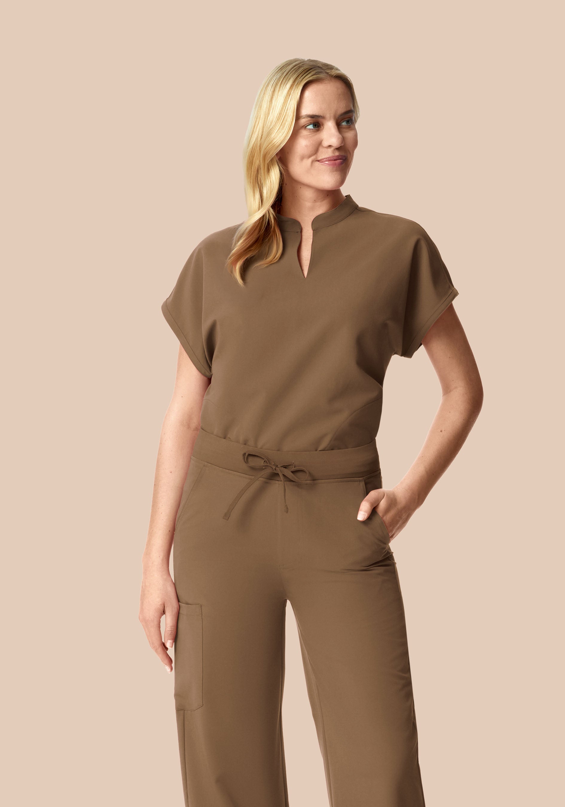 Mandarin Dolman Top Ash Brown