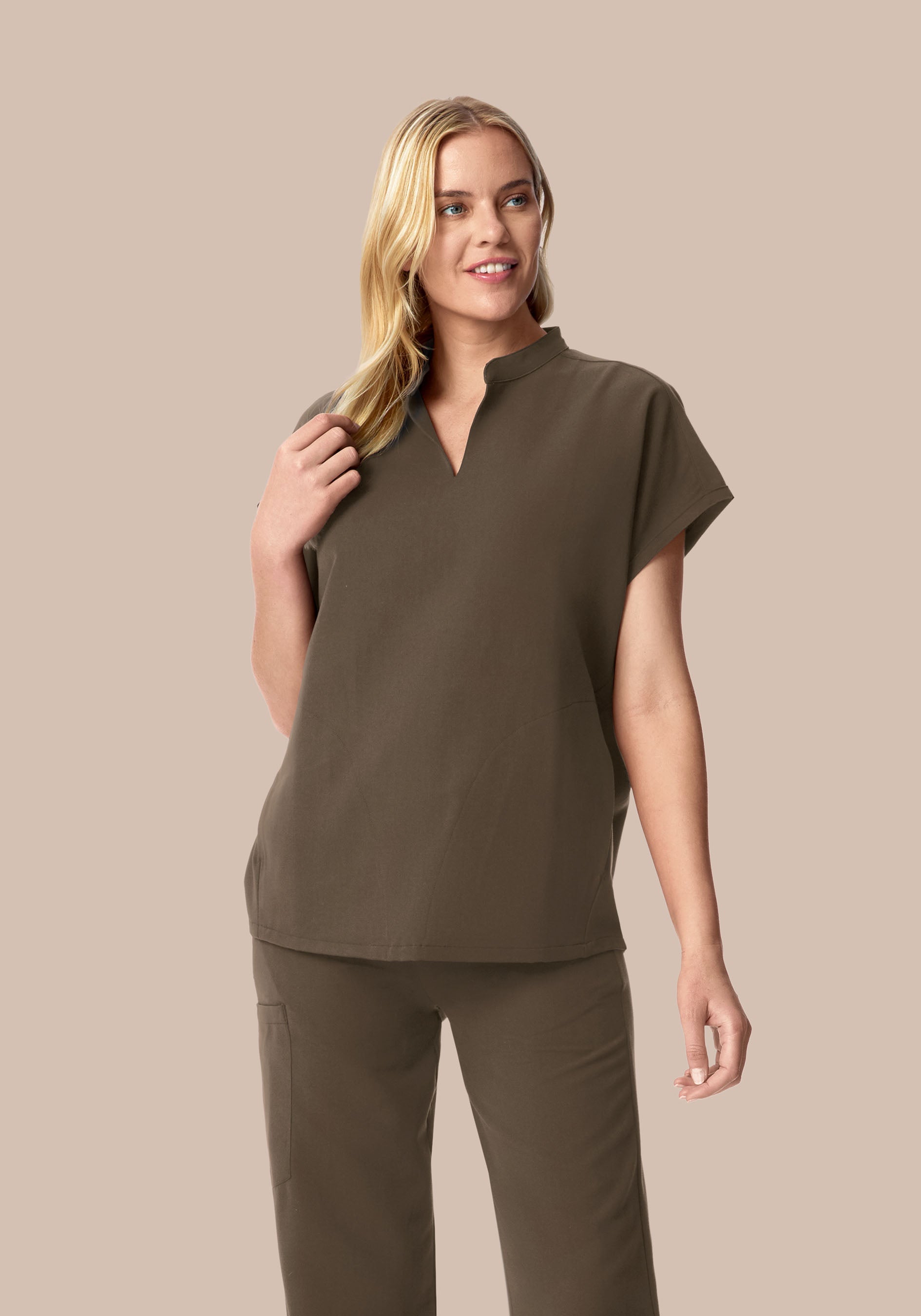 Mandarin Dolman Top Truffle