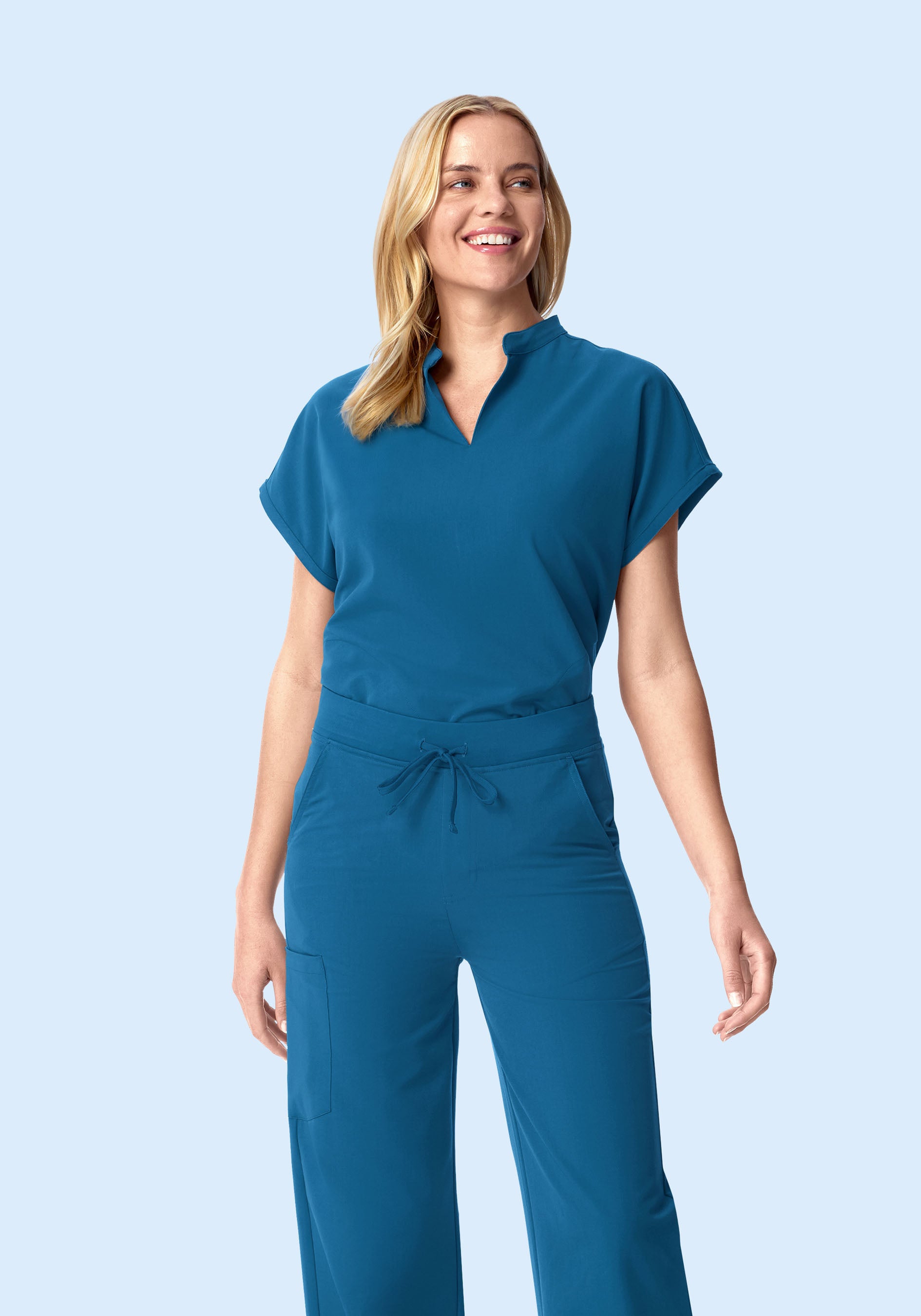 Mandarin Dolman Top Vallarta Blue