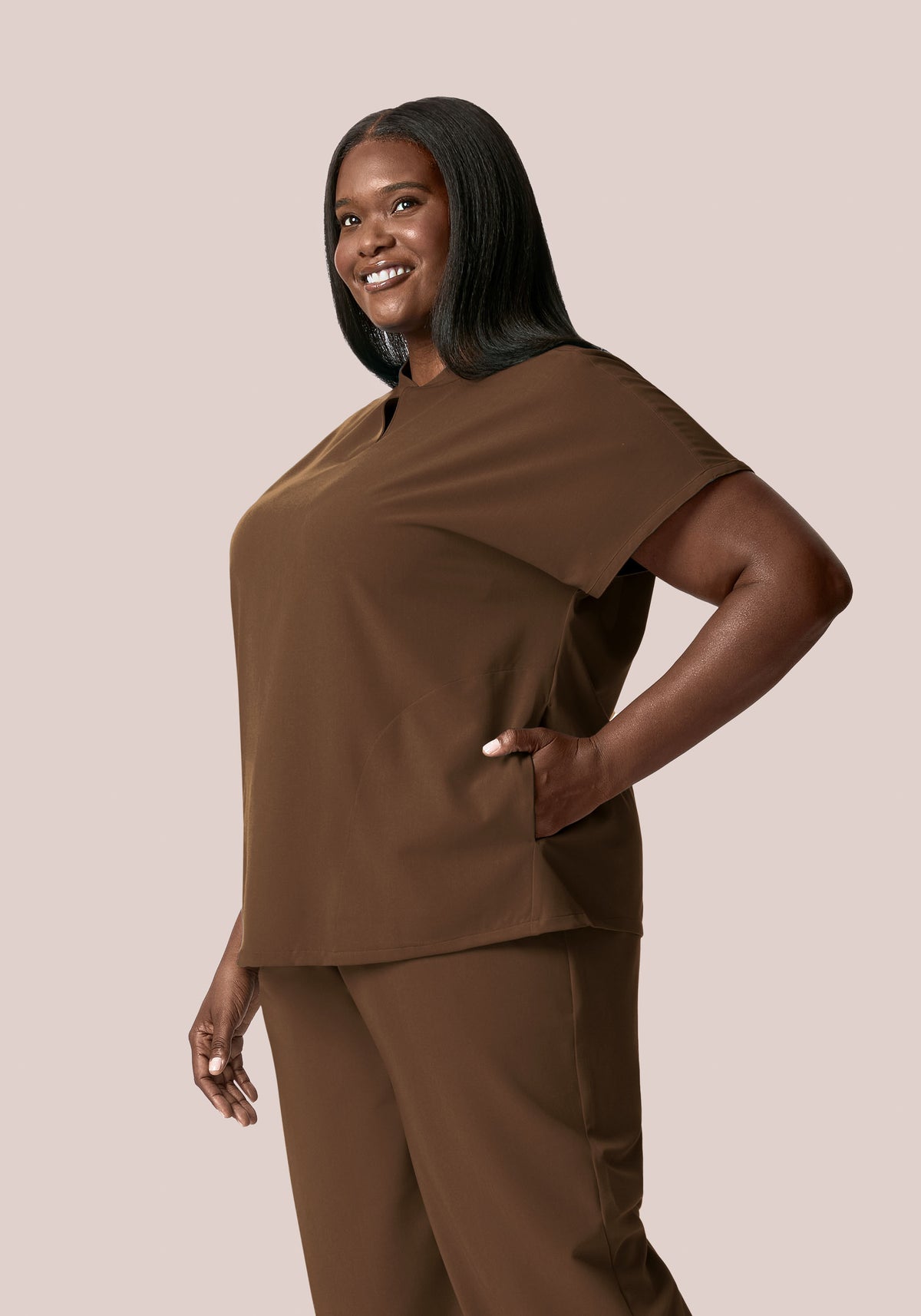 Mandarin Dolman Top Chocolate Brown