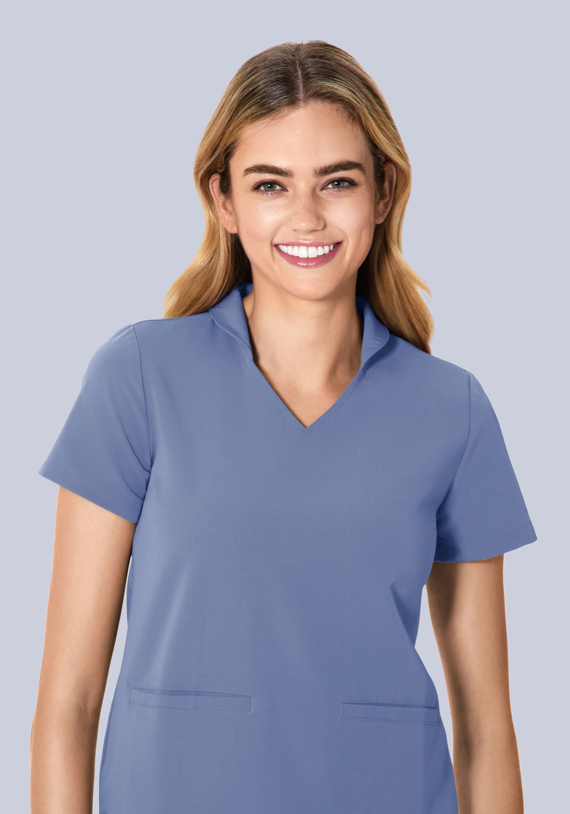 Multi Wear Collar Top Periwinkle