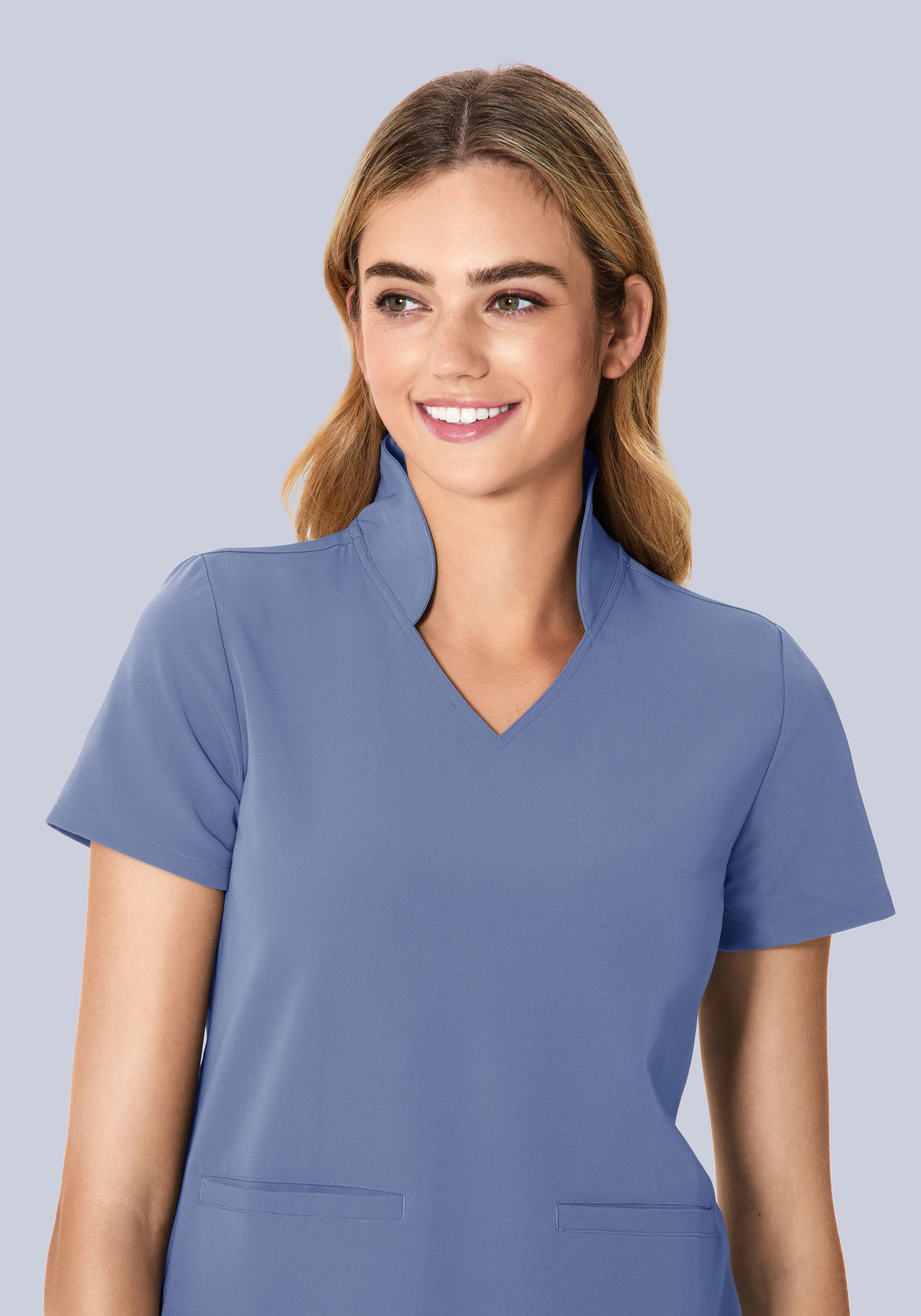 Multi Wear Collar Top Periwinkle