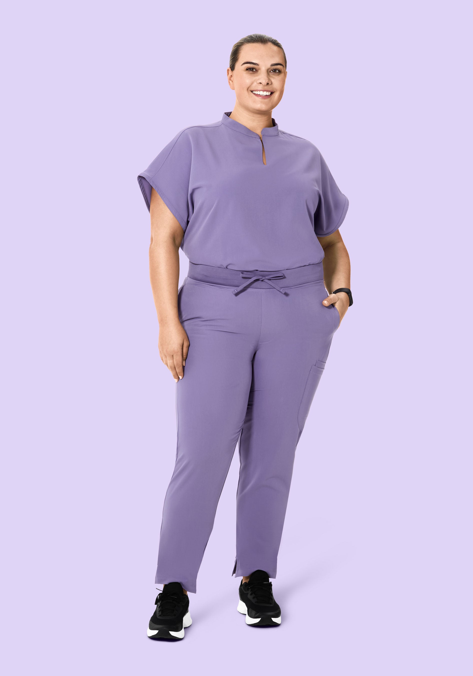 Women's Oversized Mandarin Dolman Scrub Top - Hyacinth | Mandala