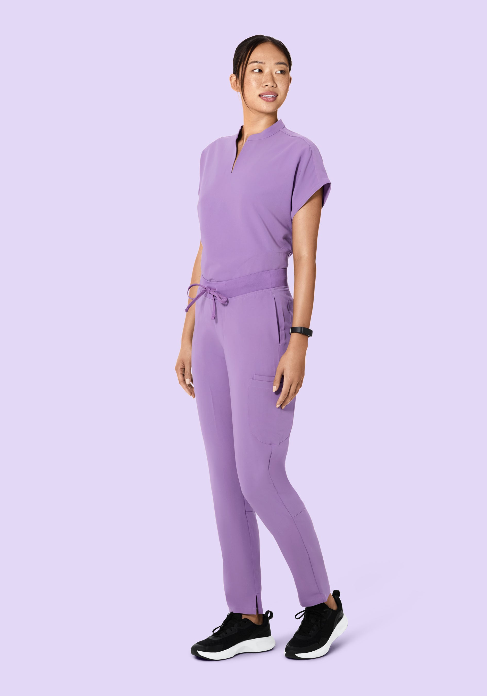 Women's Oversized Mandarin Dolman Scrub Top - Lavender | Mandala