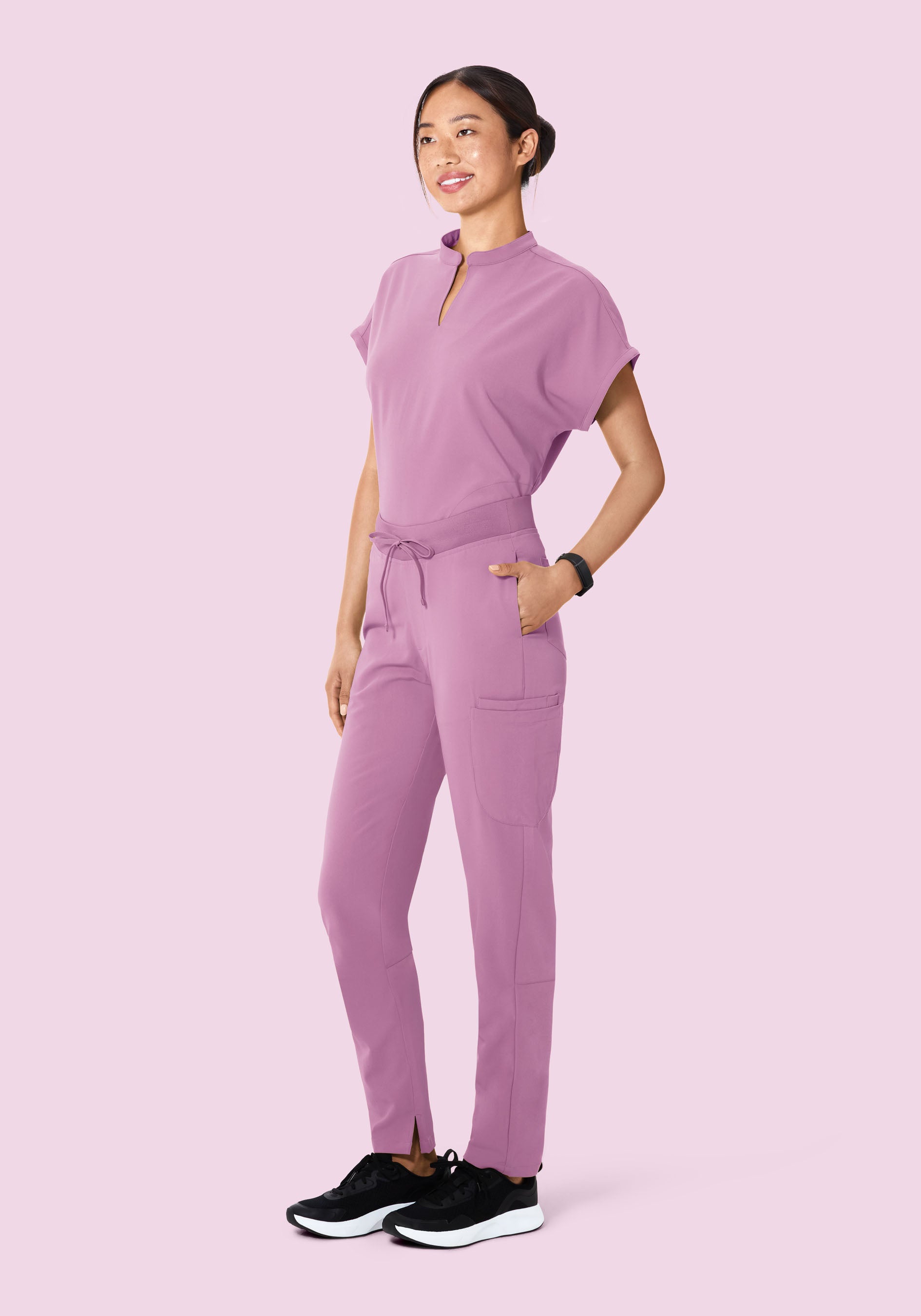 Women's Oversized Mandarin Dolman Scrub Top - Lilac | Mandala Scrubs