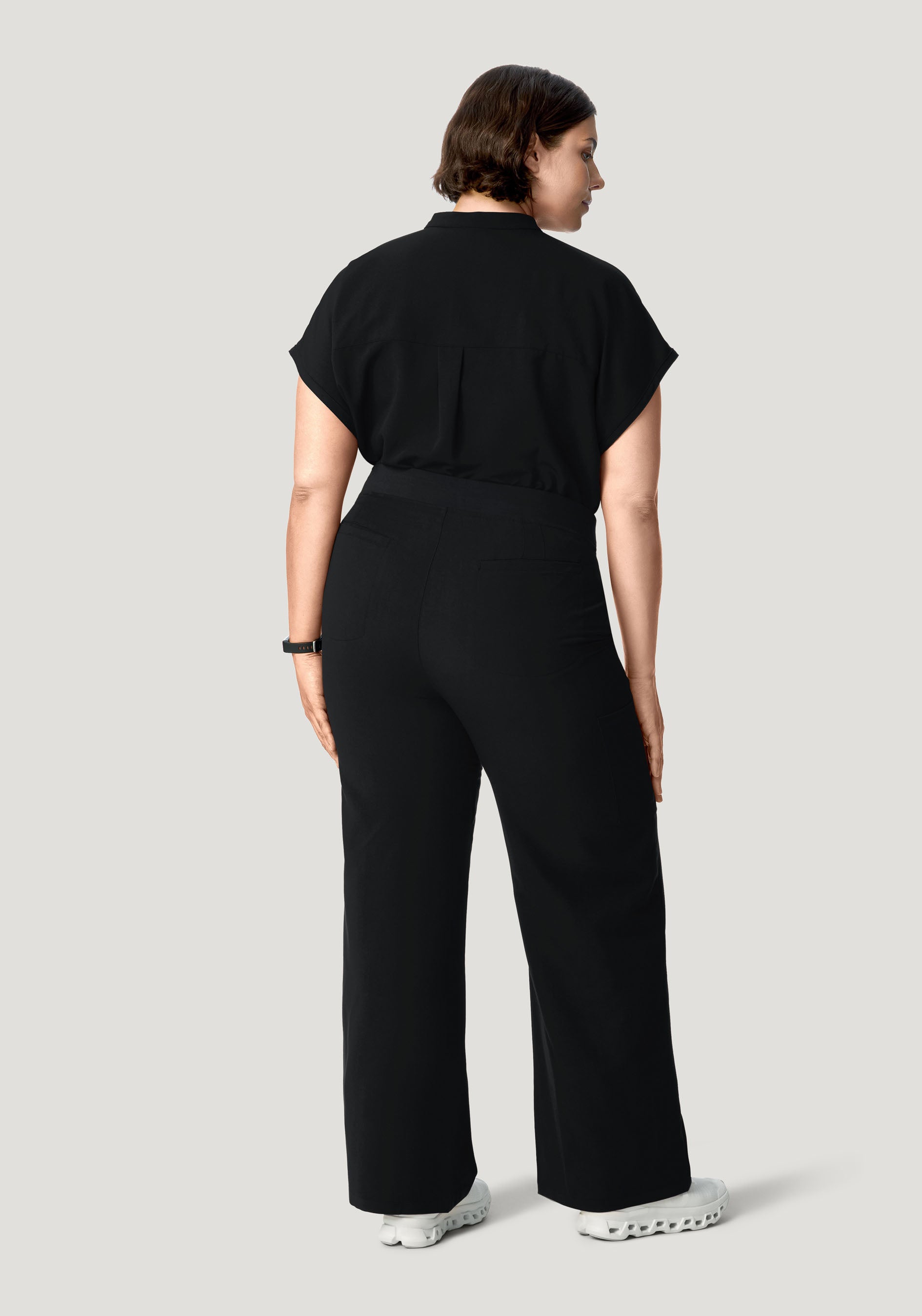Women's High Waisted Wide Leg Scrub Pants - Black | Mandala Scrubs