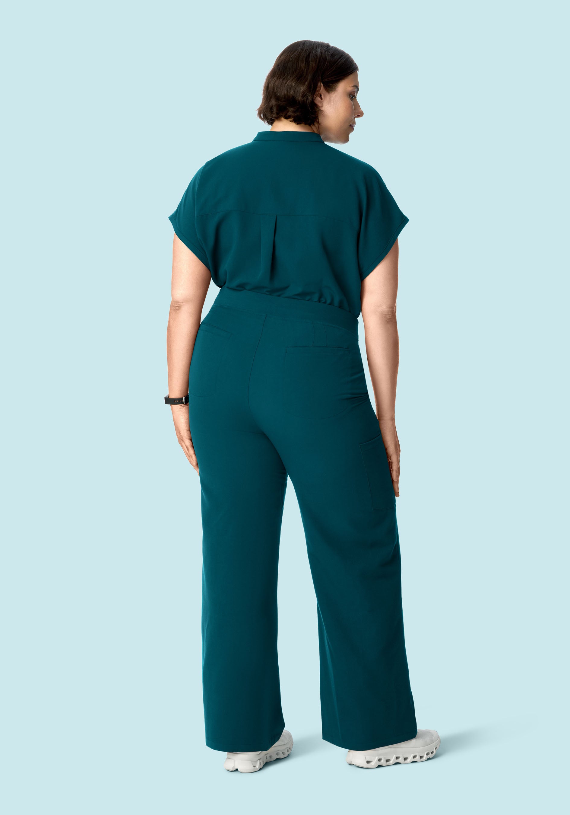 High Waisted Wide Leg Caribbean Blue
