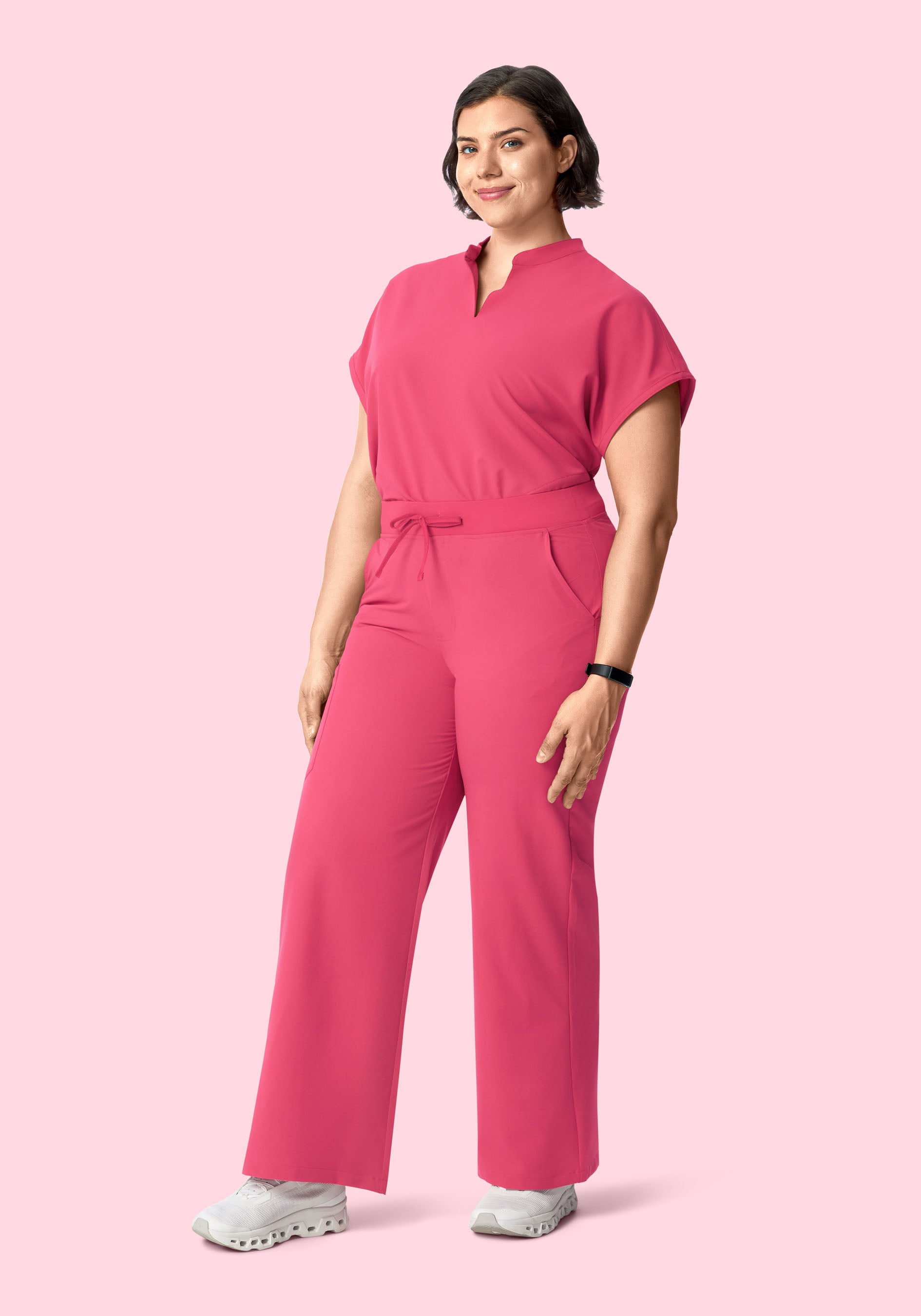 Women's High Waisted Wide Leg Scrub Pants - Carmine | Mandala Scrubs