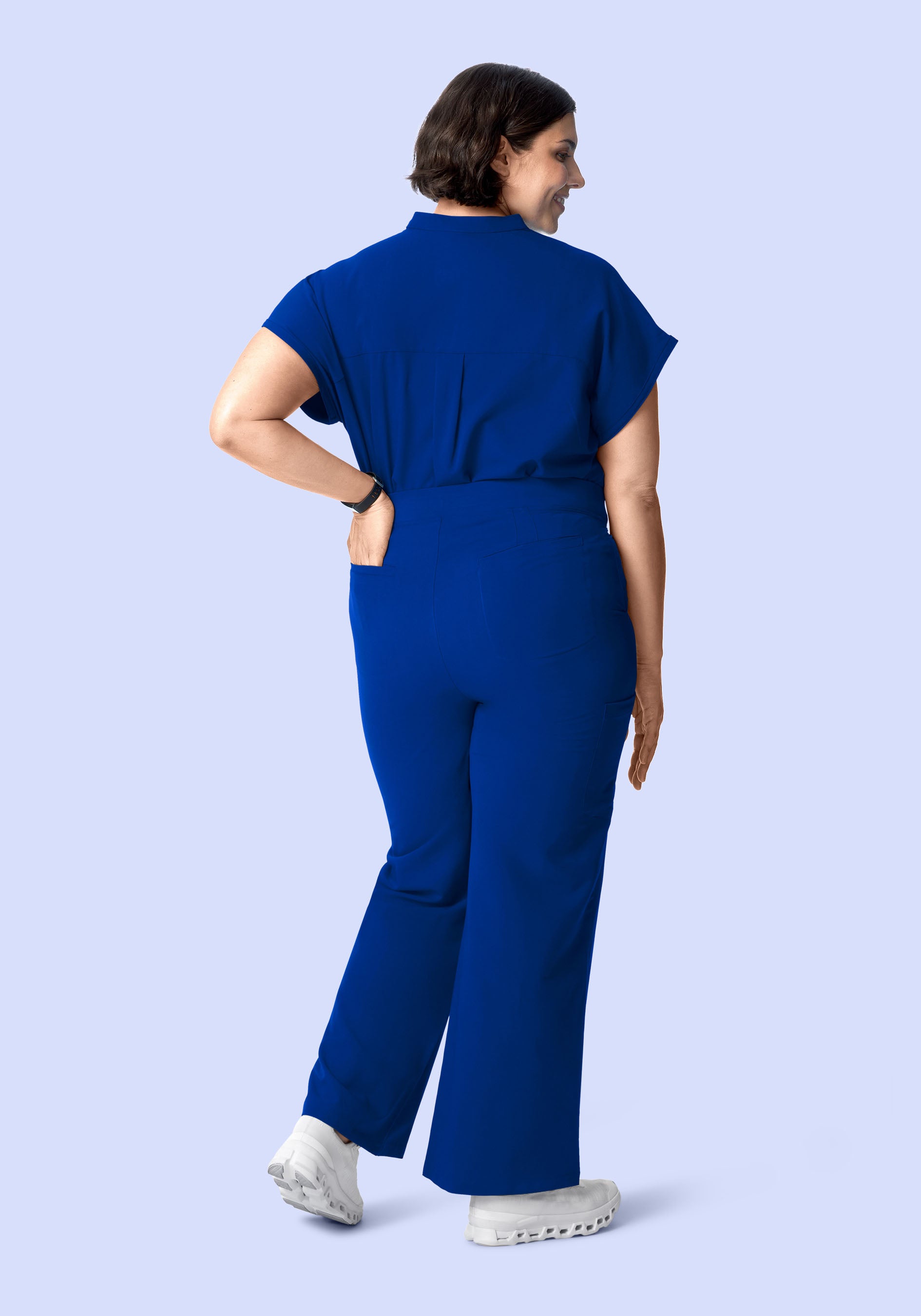Women's High Waisted Wide Leg Scrub Pants - Galaxy Blue | Mandala