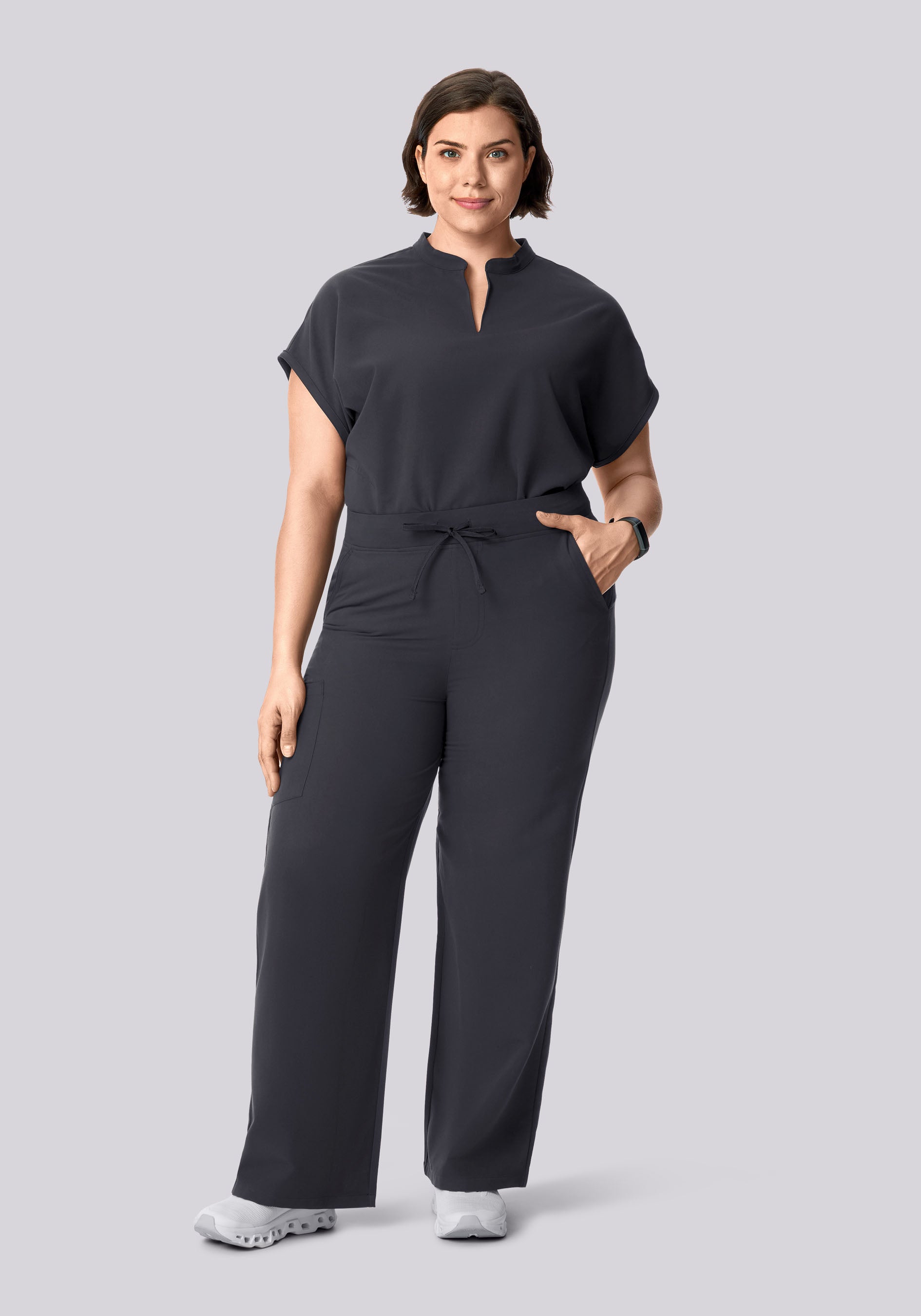 High Waisted Wide Leg Pewter