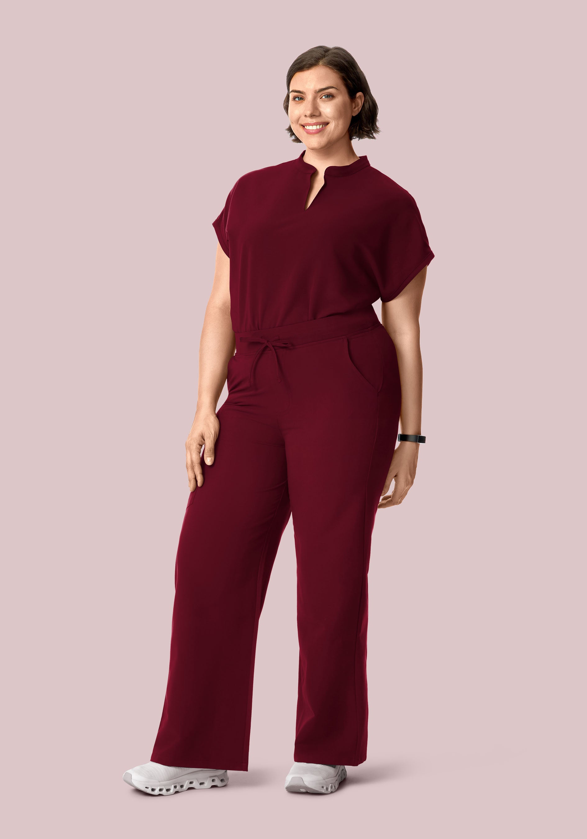 High Waisted Wide Leg Wine