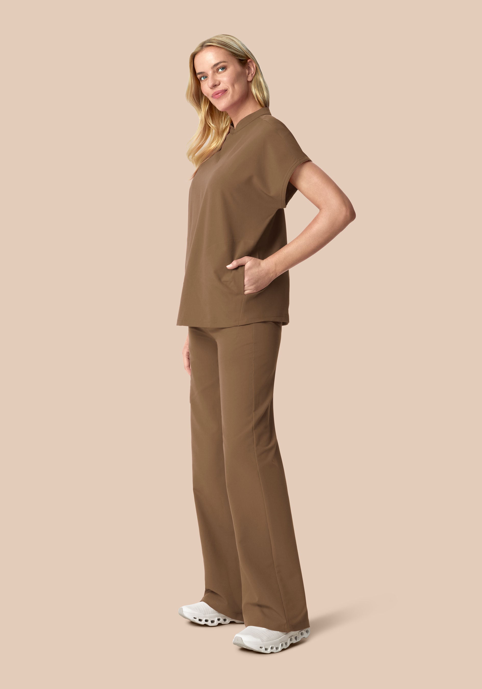 High Waisted Wide Leg Ash Brown
