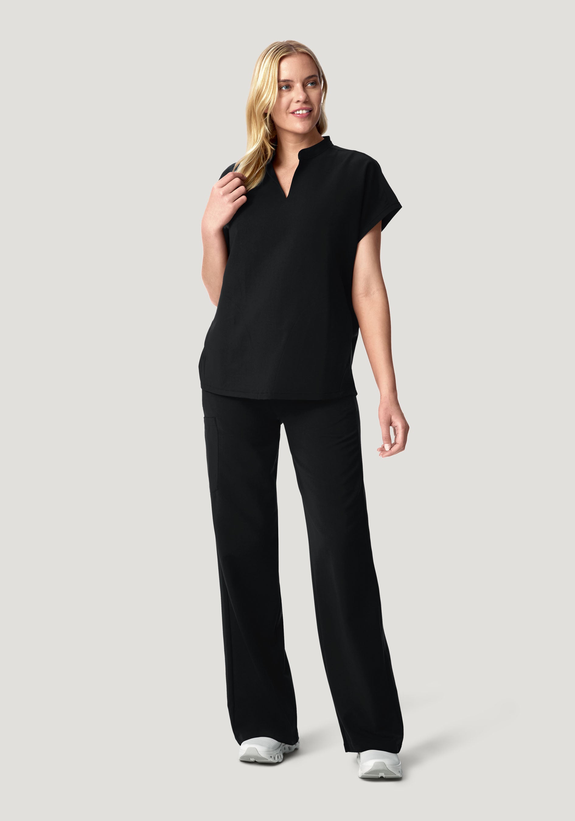 Women's High Waisted Wide Leg Scrub Pants - Black | Mandala Scrubs