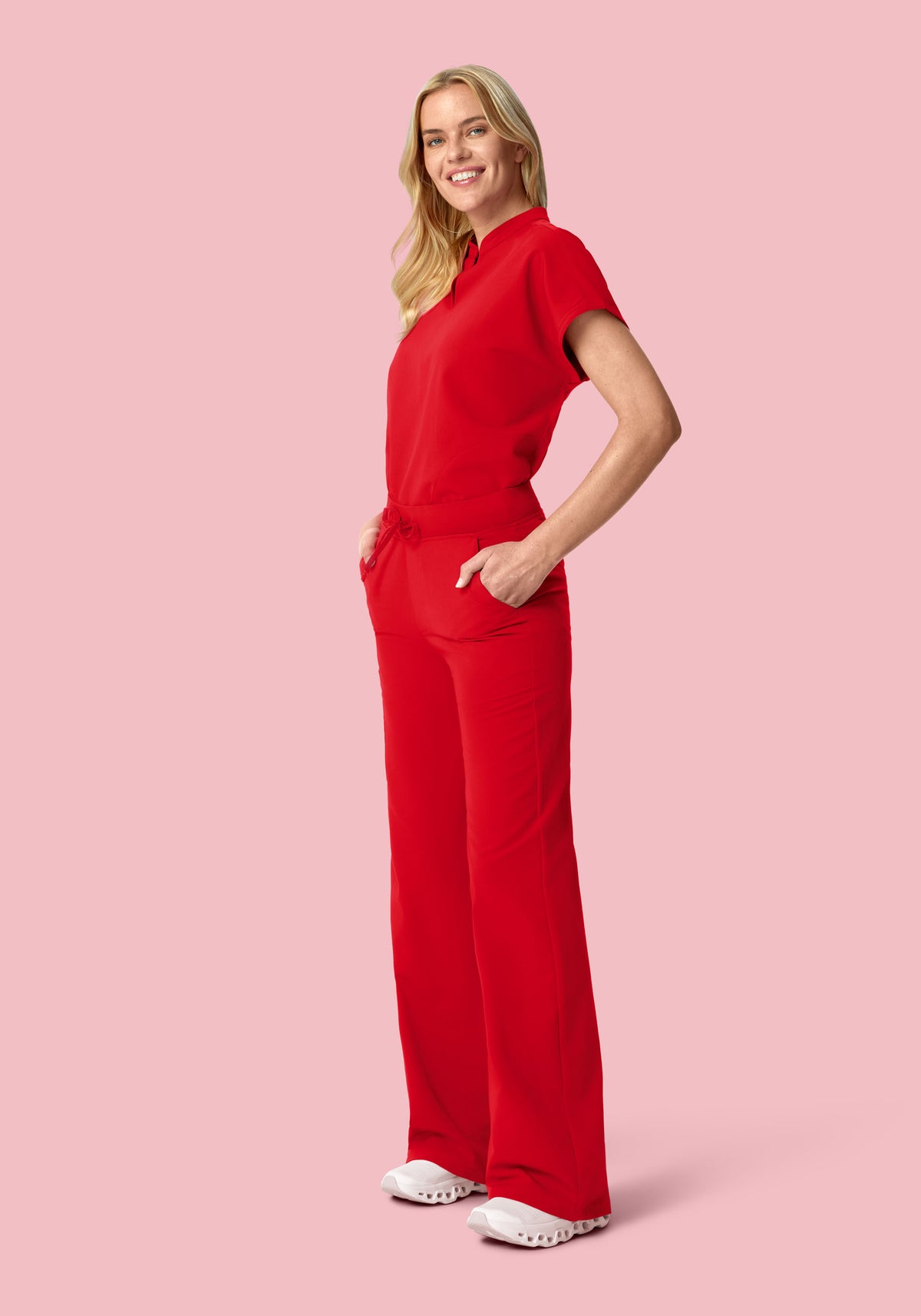 High Waisted Wide Leg Candy Red