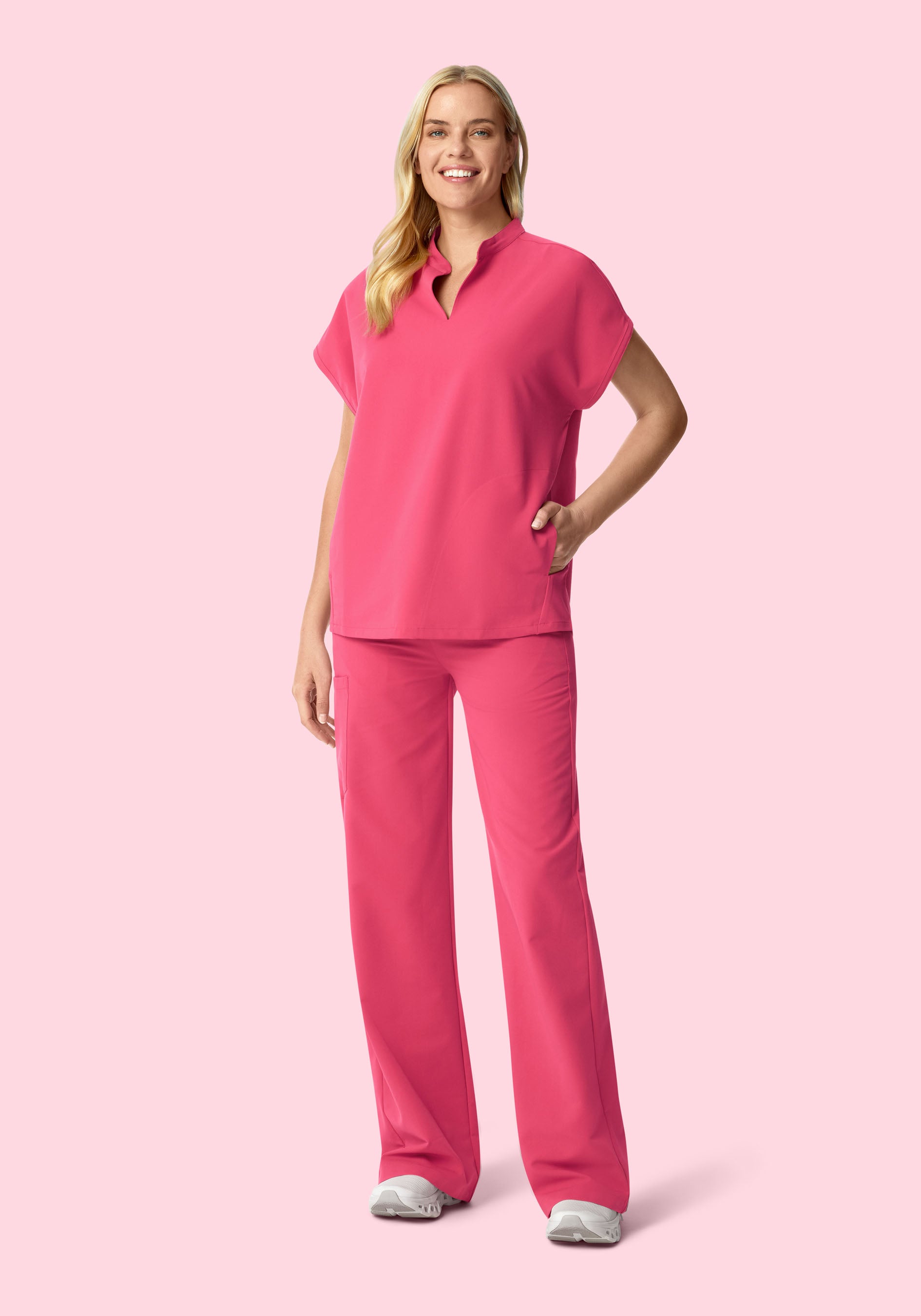 Women's High Waisted Wide Leg Scrub Pants - Carmine | Mandala Scrubs