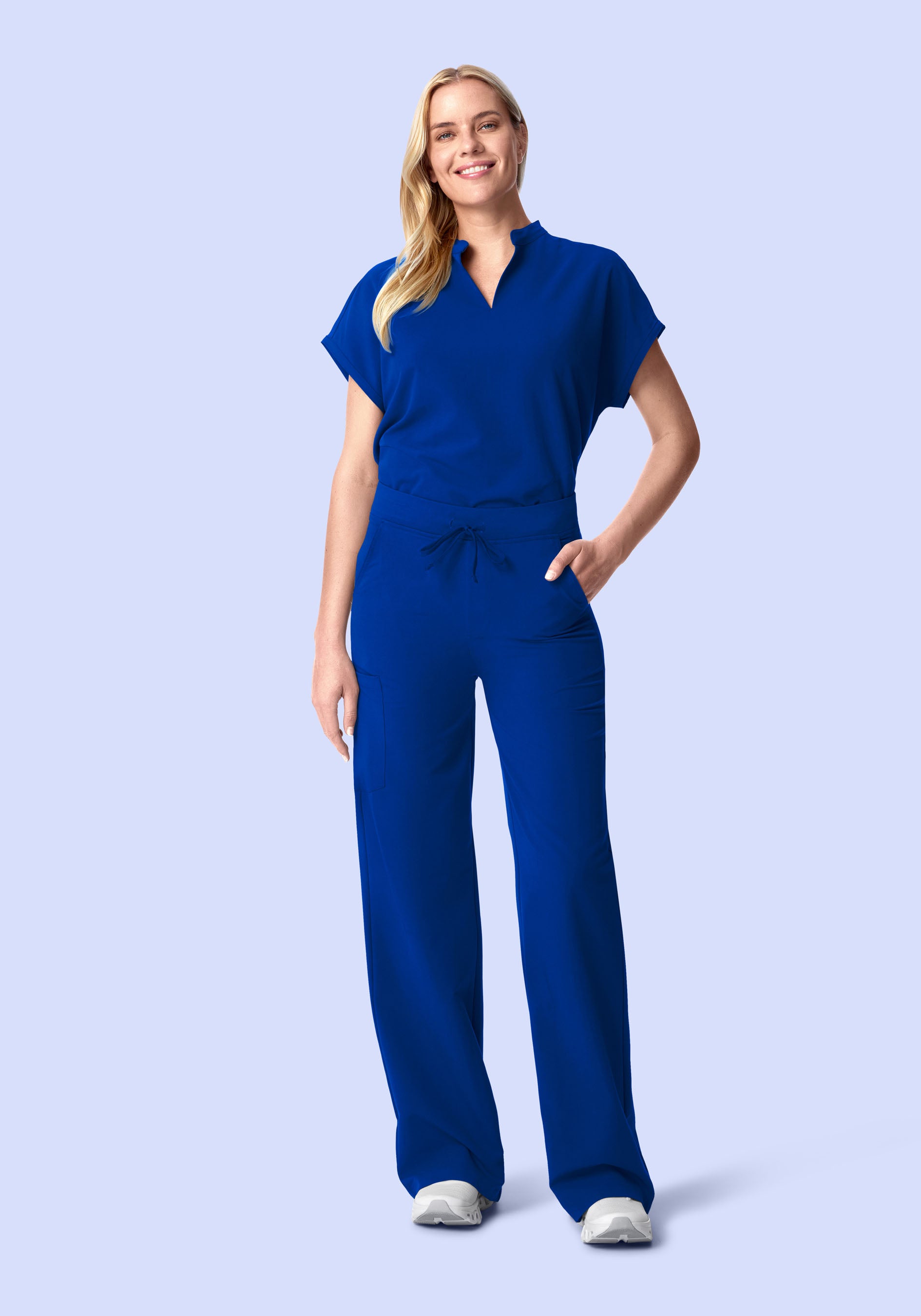 Women's High Waisted Wide Leg Scrub Pants - Galaxy Blue | Mandala