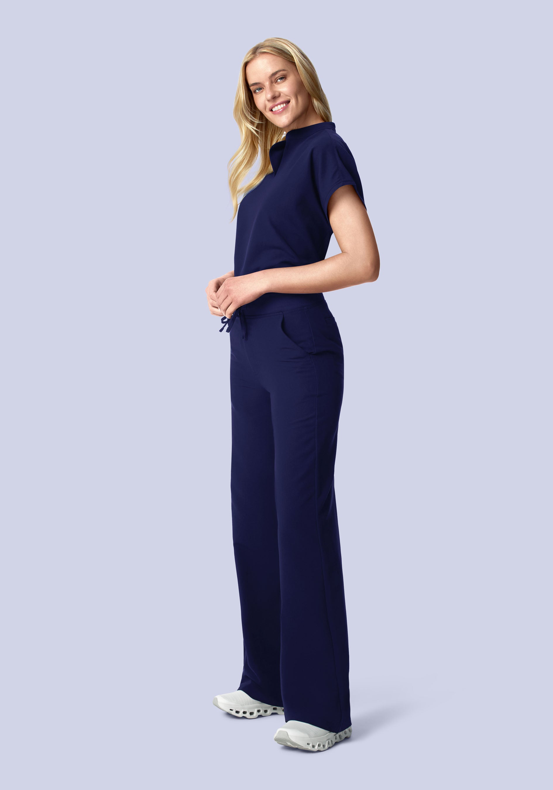 High Waisted Wide Leg Navy