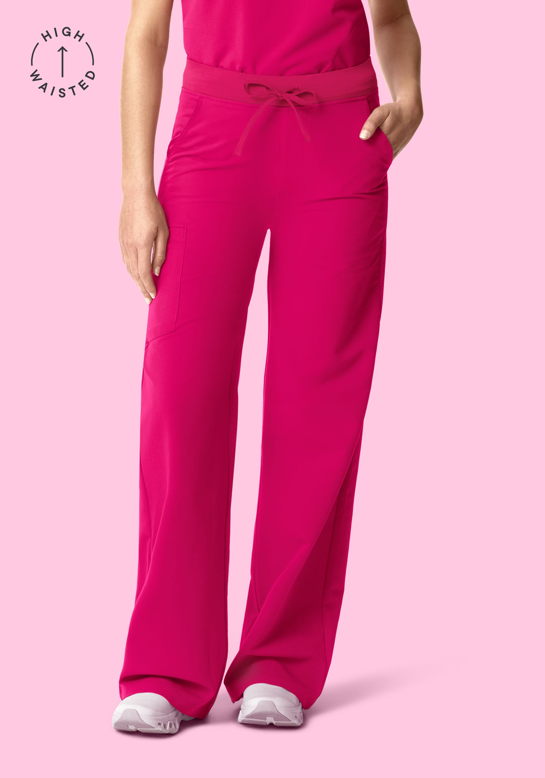 High Waisted Wide Leg Raspberry