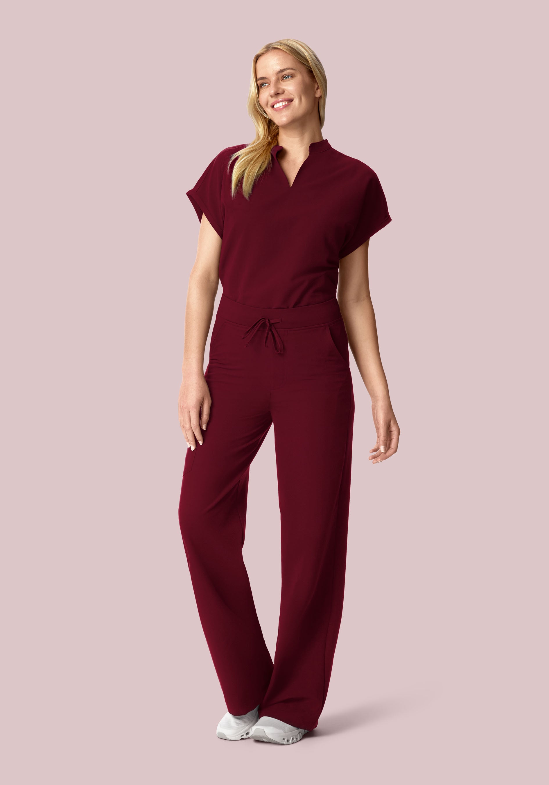 High Waisted Wide Leg Wine