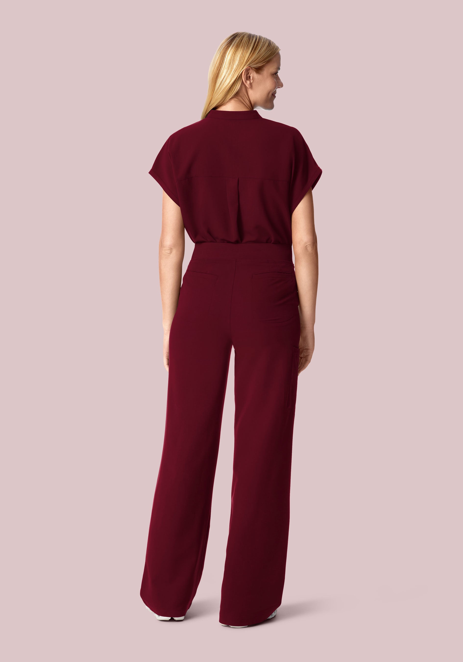 High Waisted Wide Leg Wine