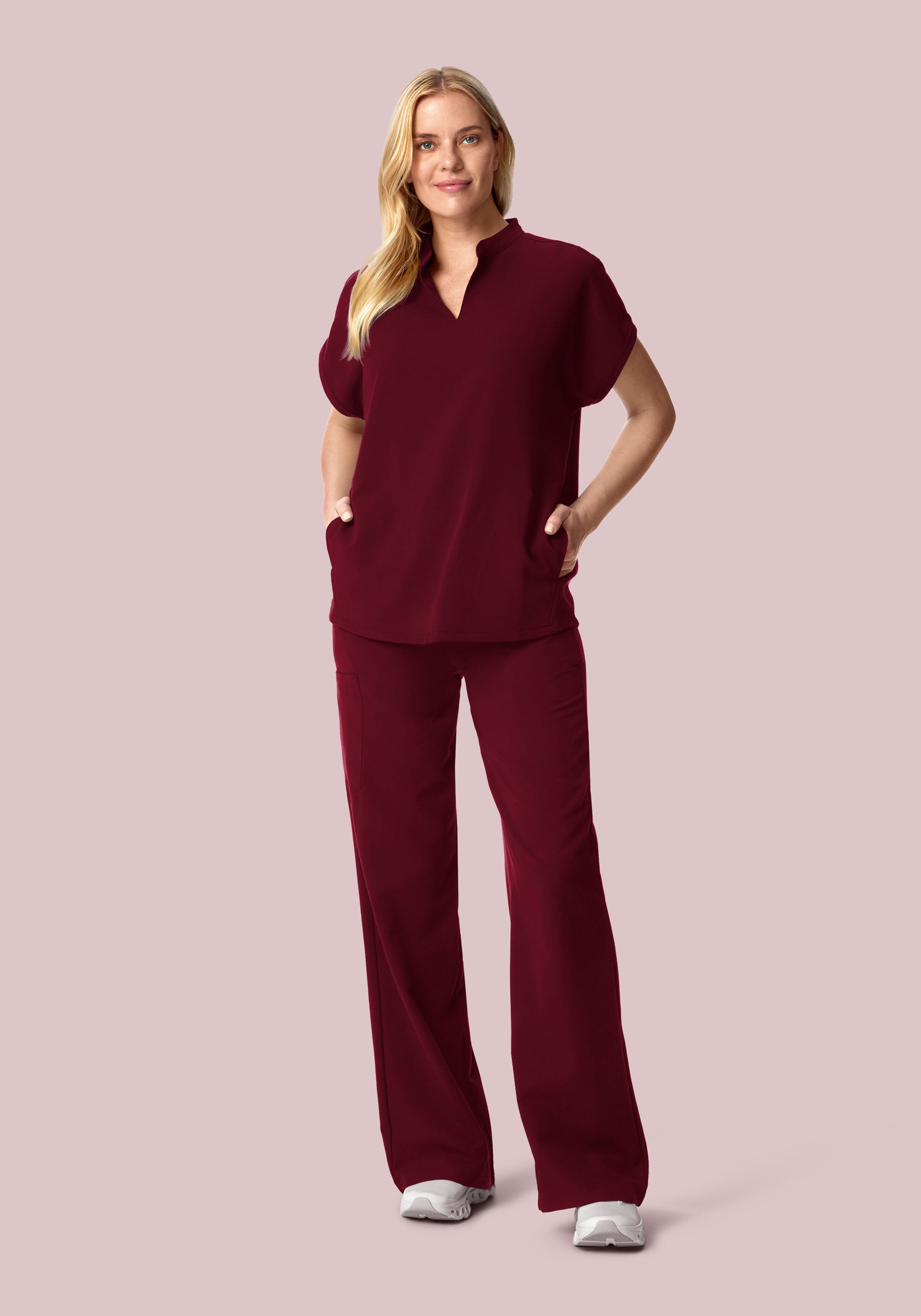 High Waisted Wide Leg Wine