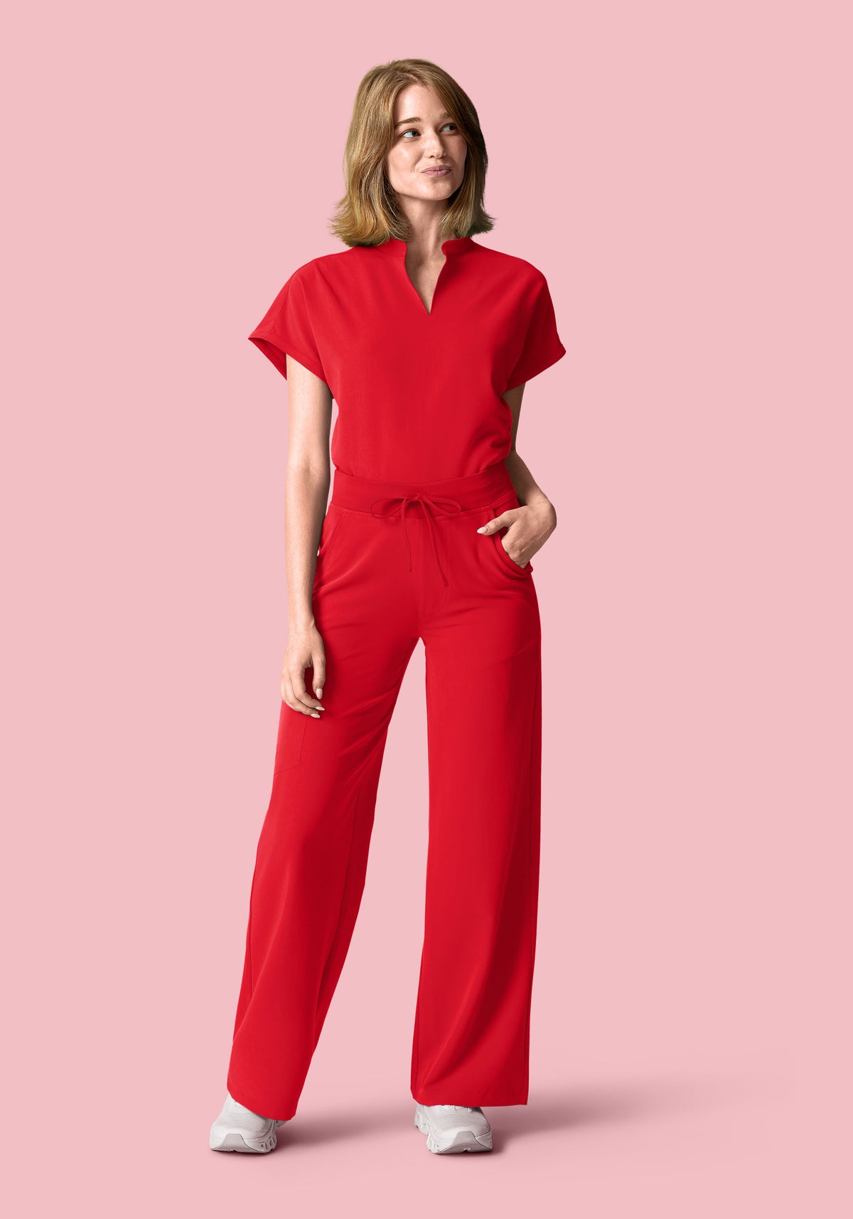 High Waisted Wide Leg Poppy Red