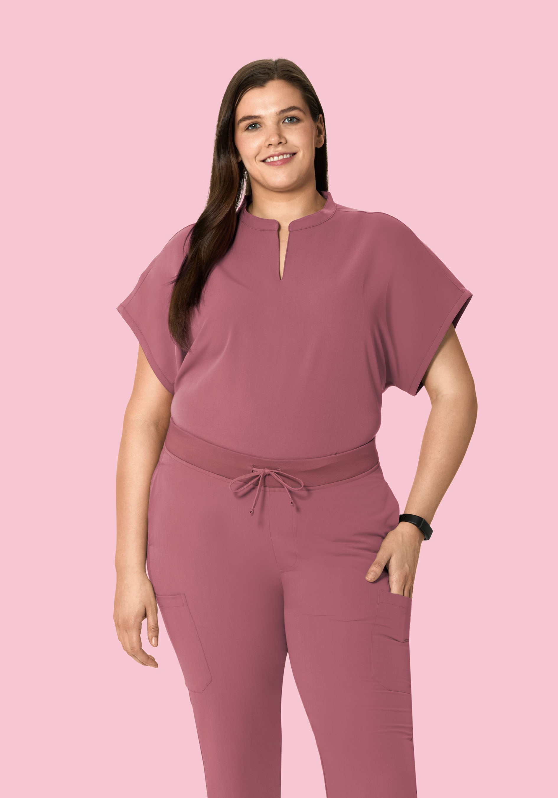 Women's Oversized Mandarin Dolman Scrub Top - Mauve | Mandala Scrubs