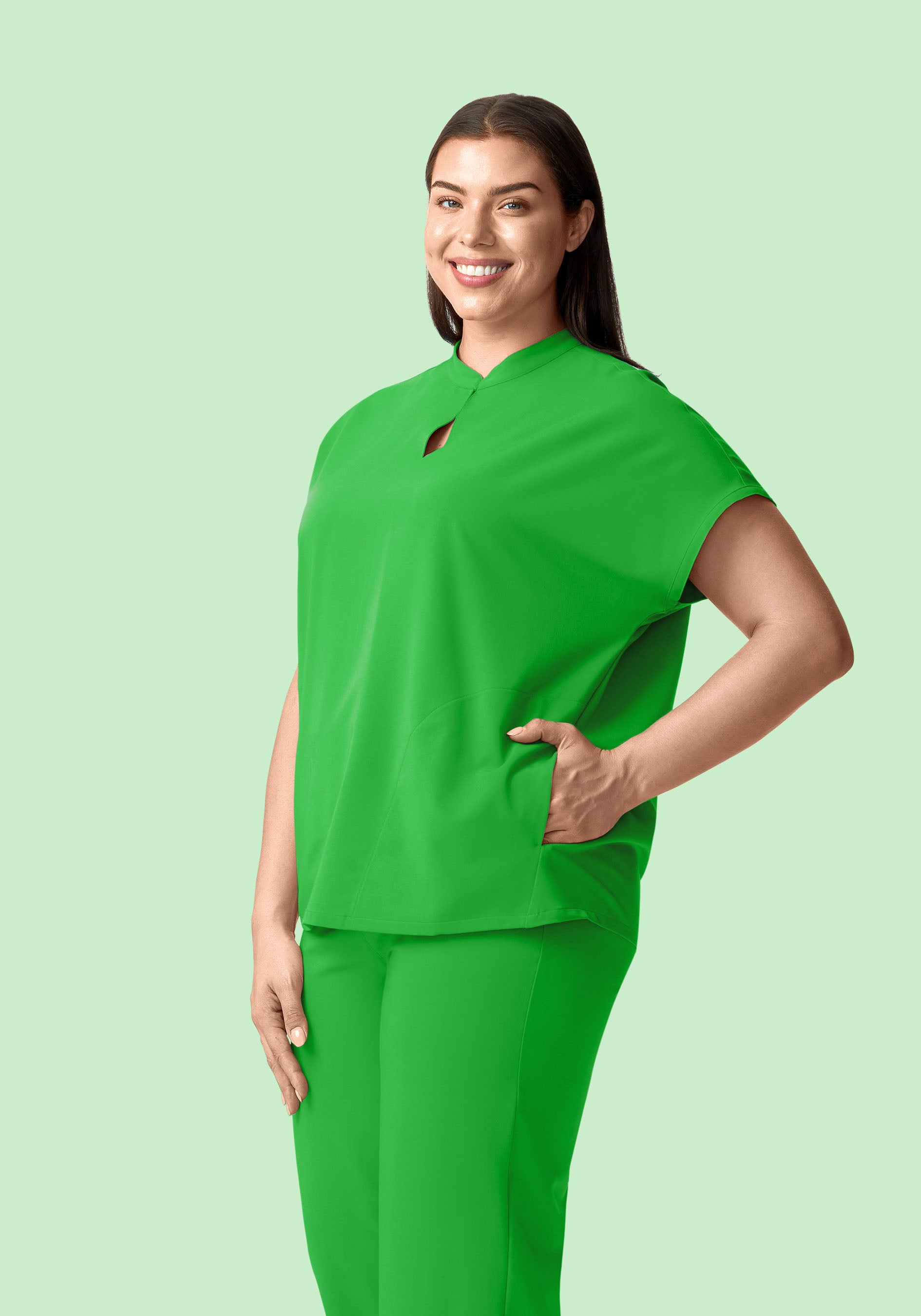 Mandarin Dolman Top Kelly Green