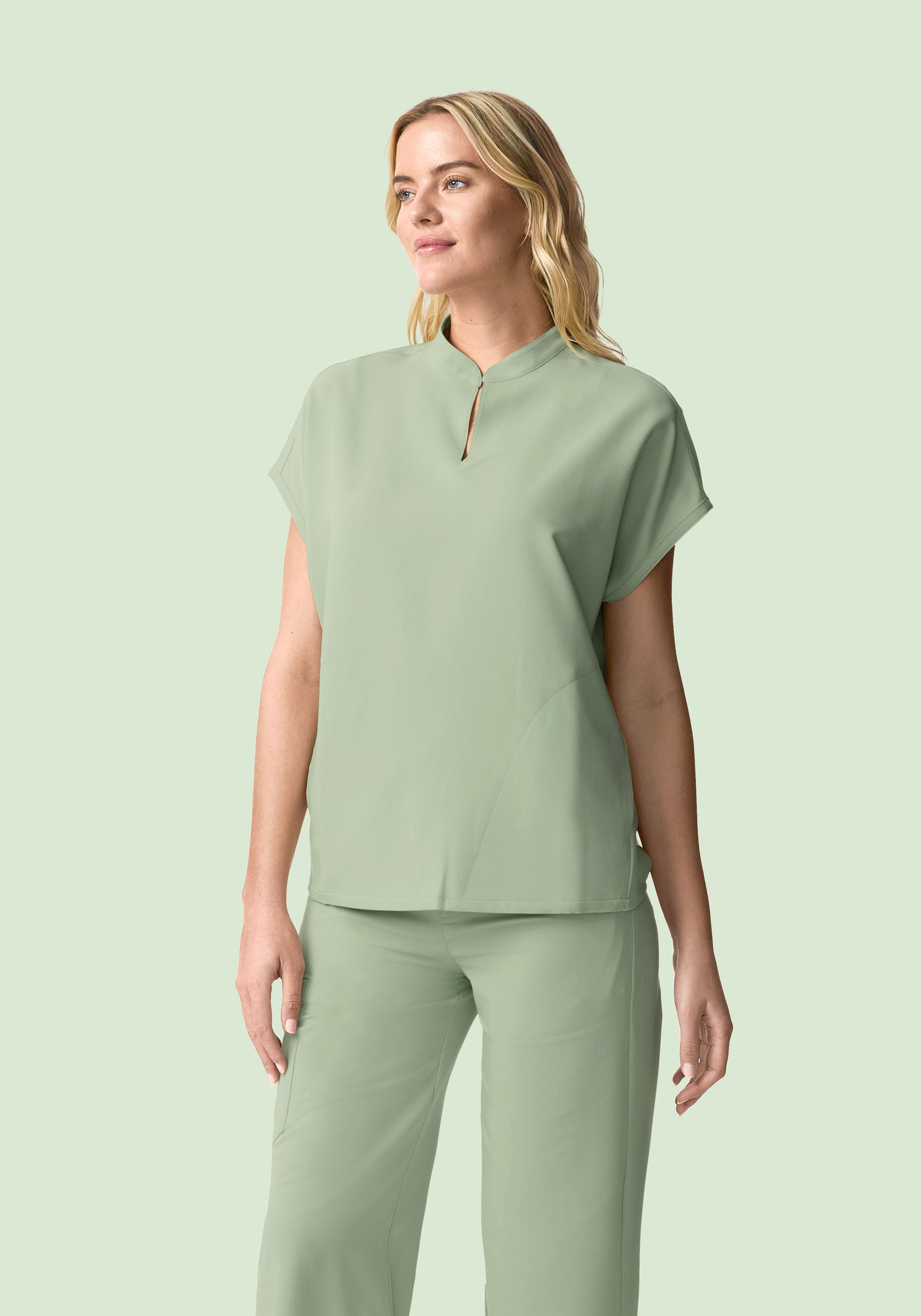 Mandarin Dolman Top Green Tea