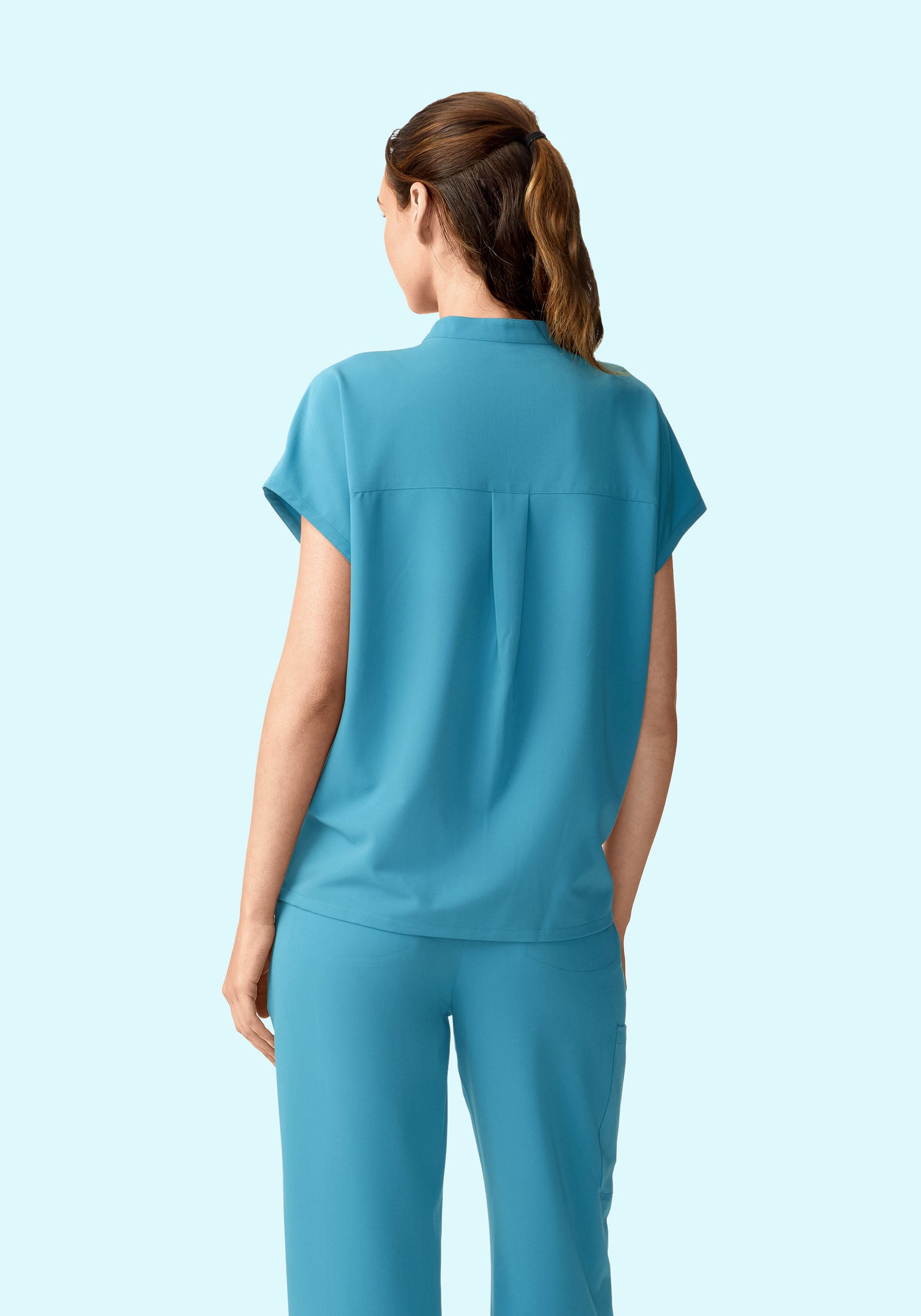 Women's Oversized Mandarin Dolman Scrub Top - Wave | Mandala Scrubs