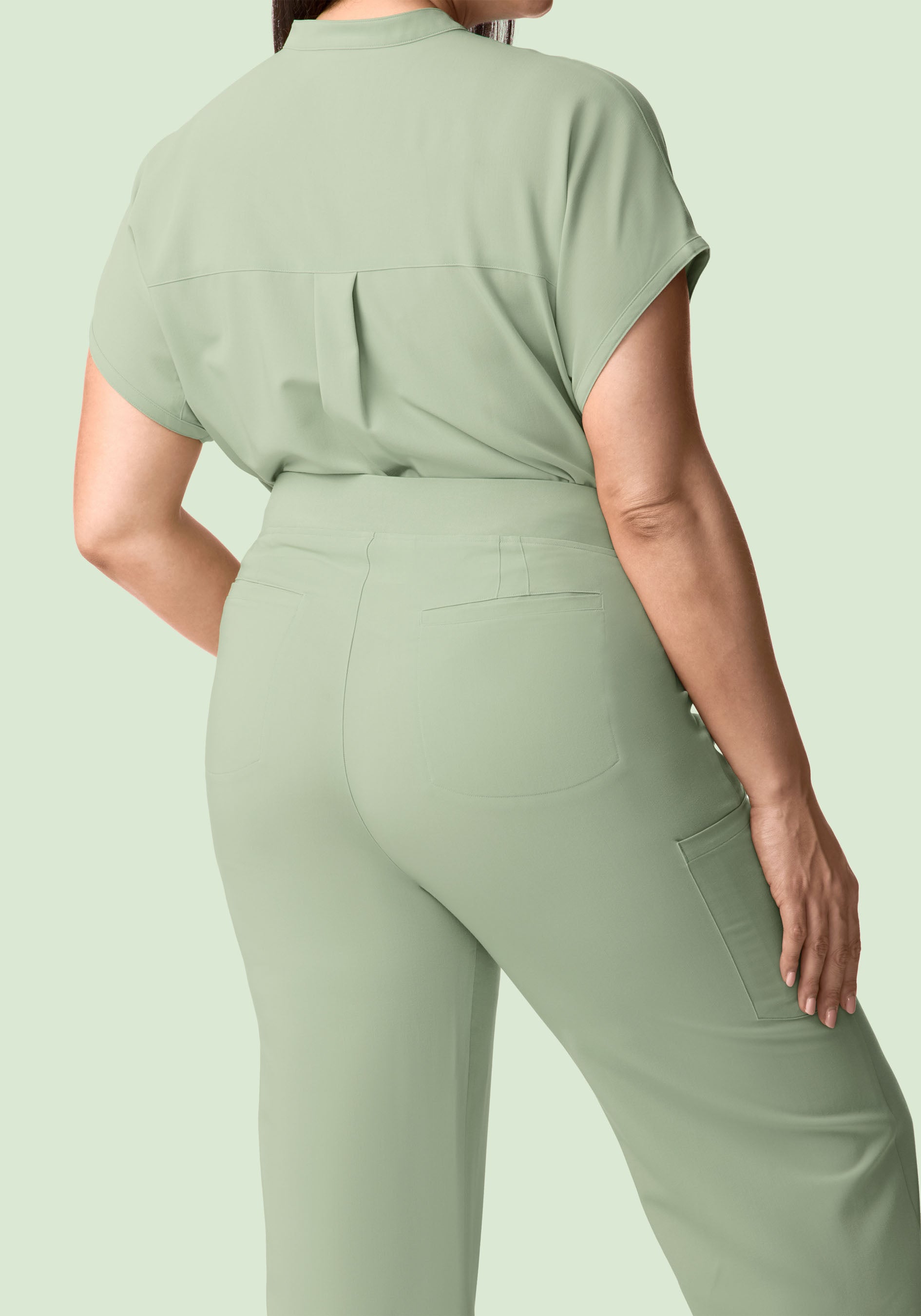 High Waisted Wide Leg Green Tea