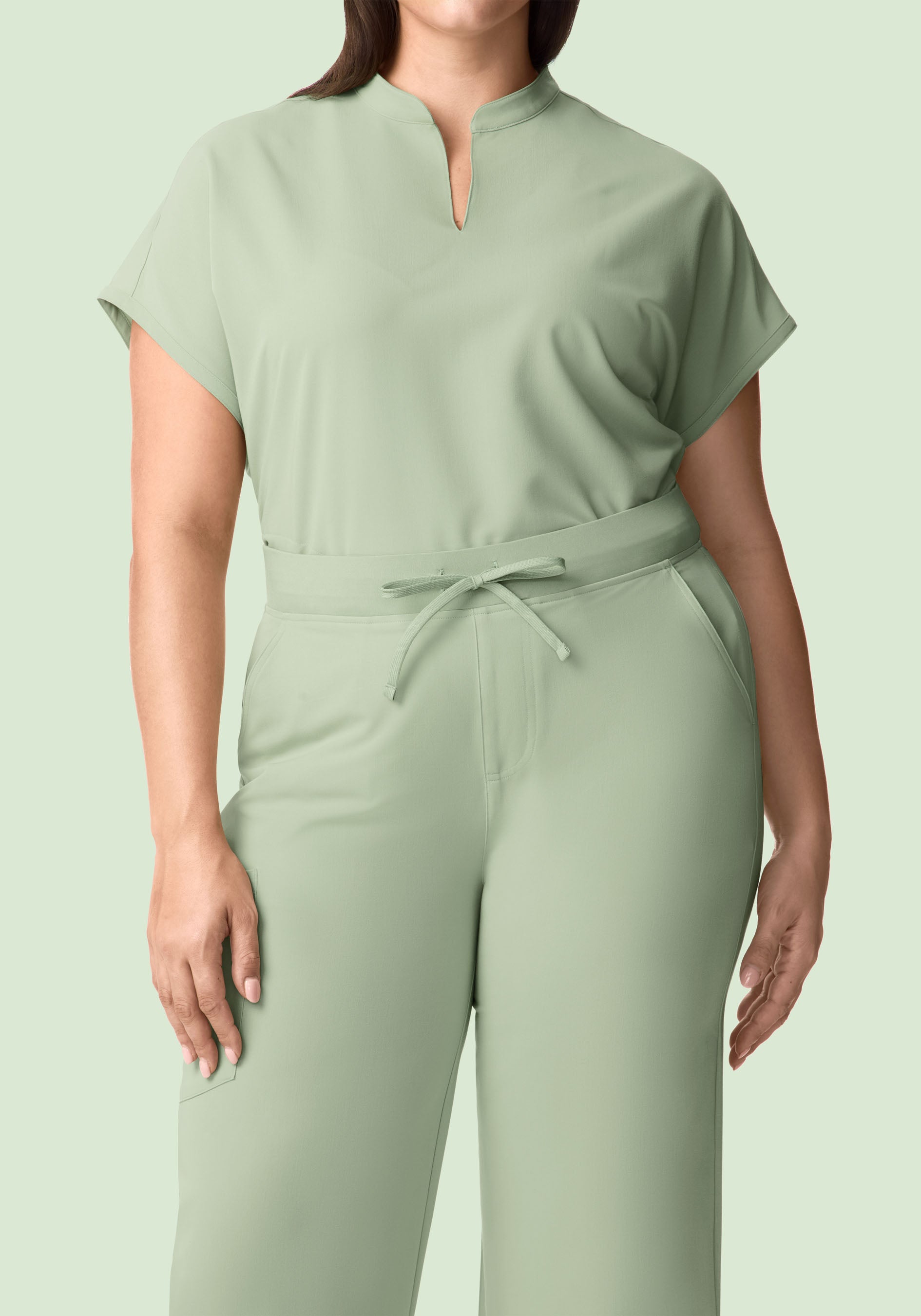 High Waisted Wide Leg Green Tea