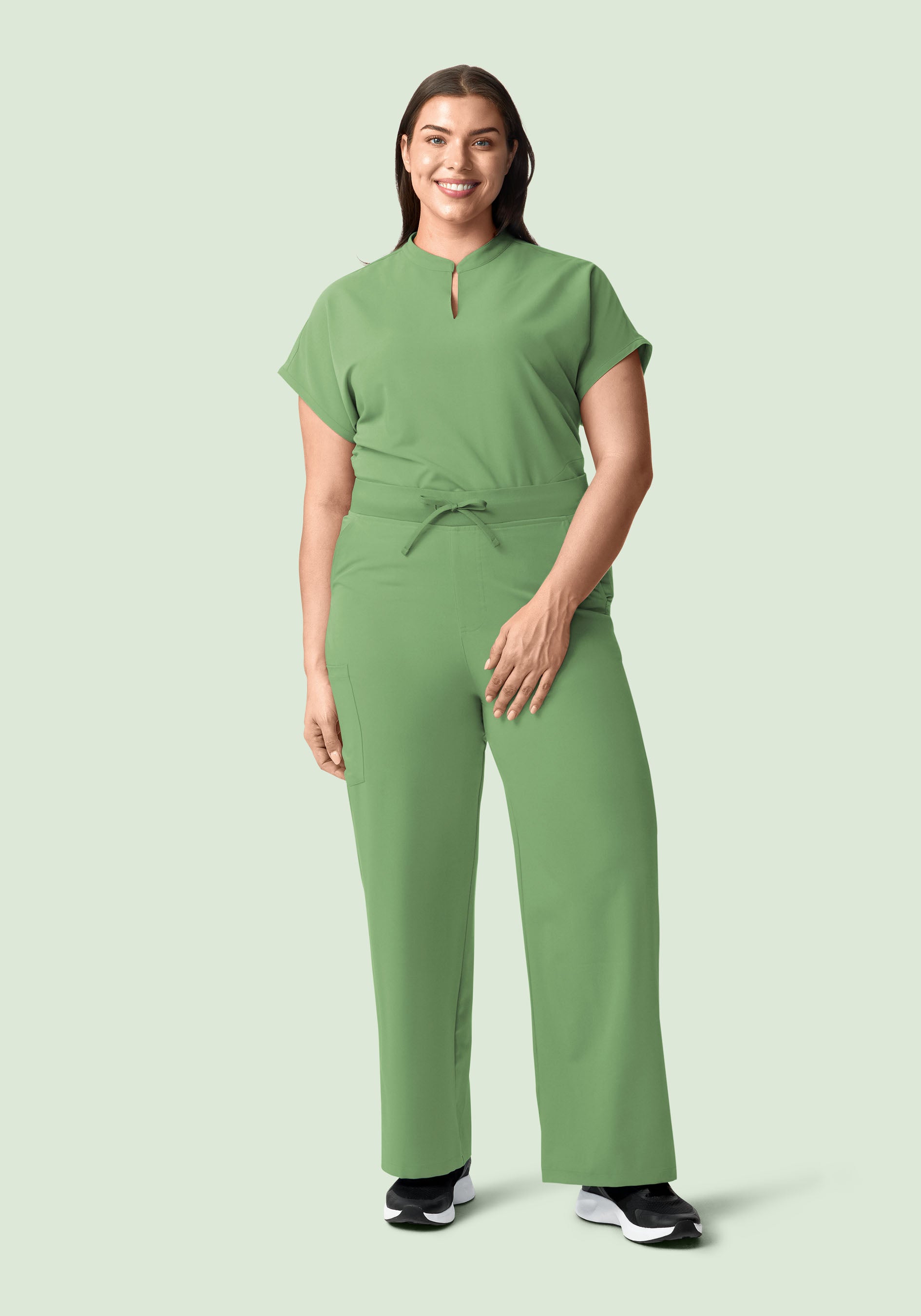 Women's High Waisted Wide Leg Scrub Pants - Hazel Green | Mandala