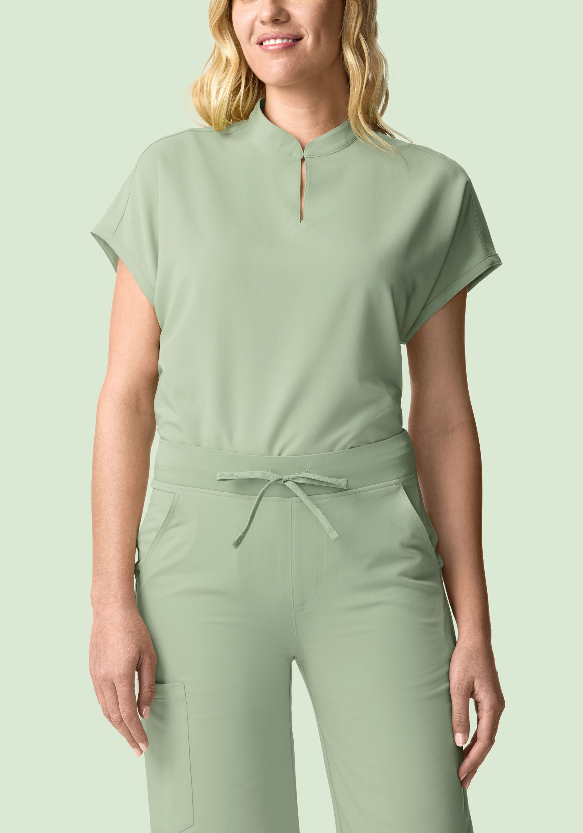 High Waisted Wide Leg Green Tea