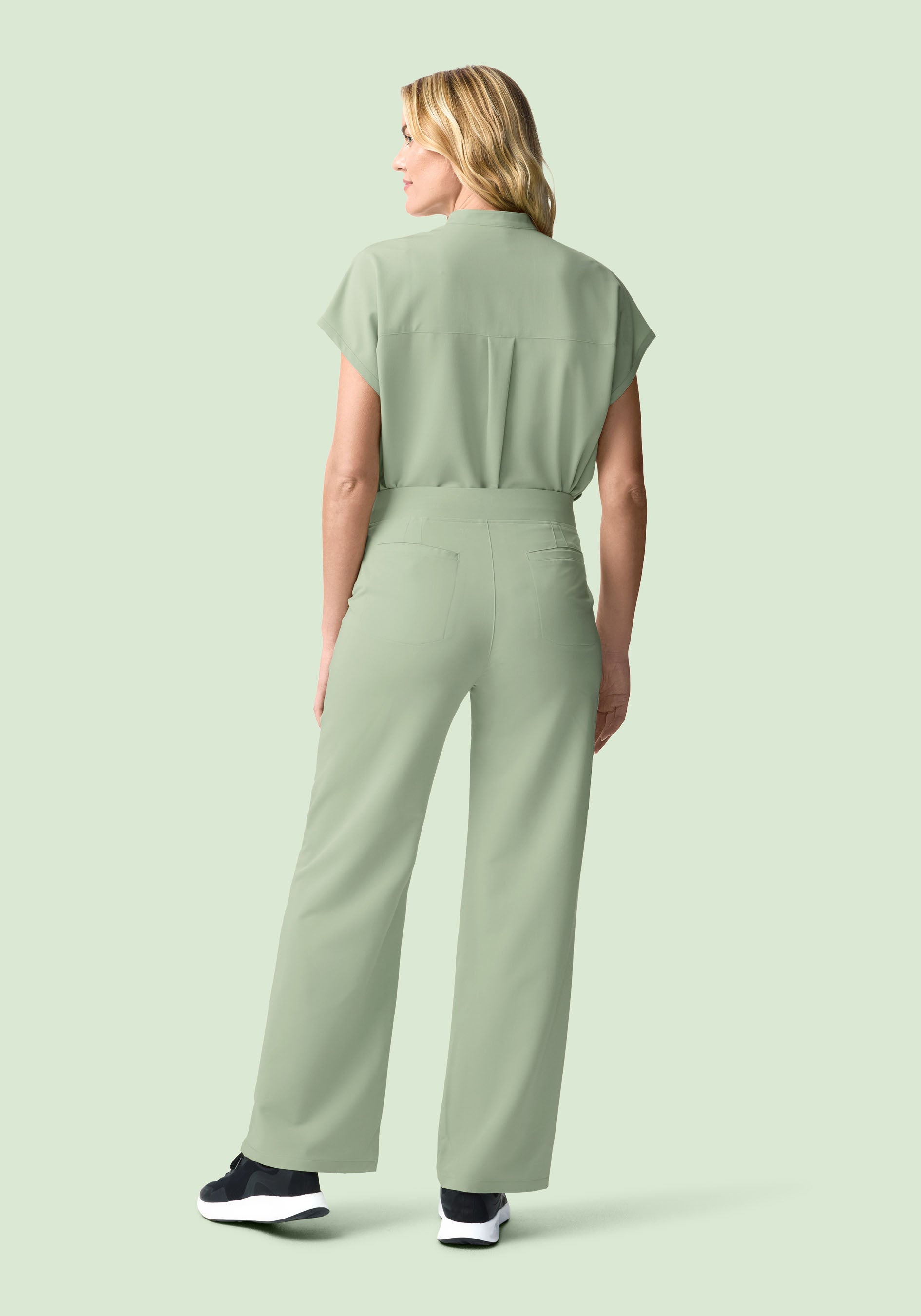 High Waisted Wide Leg Green Tea