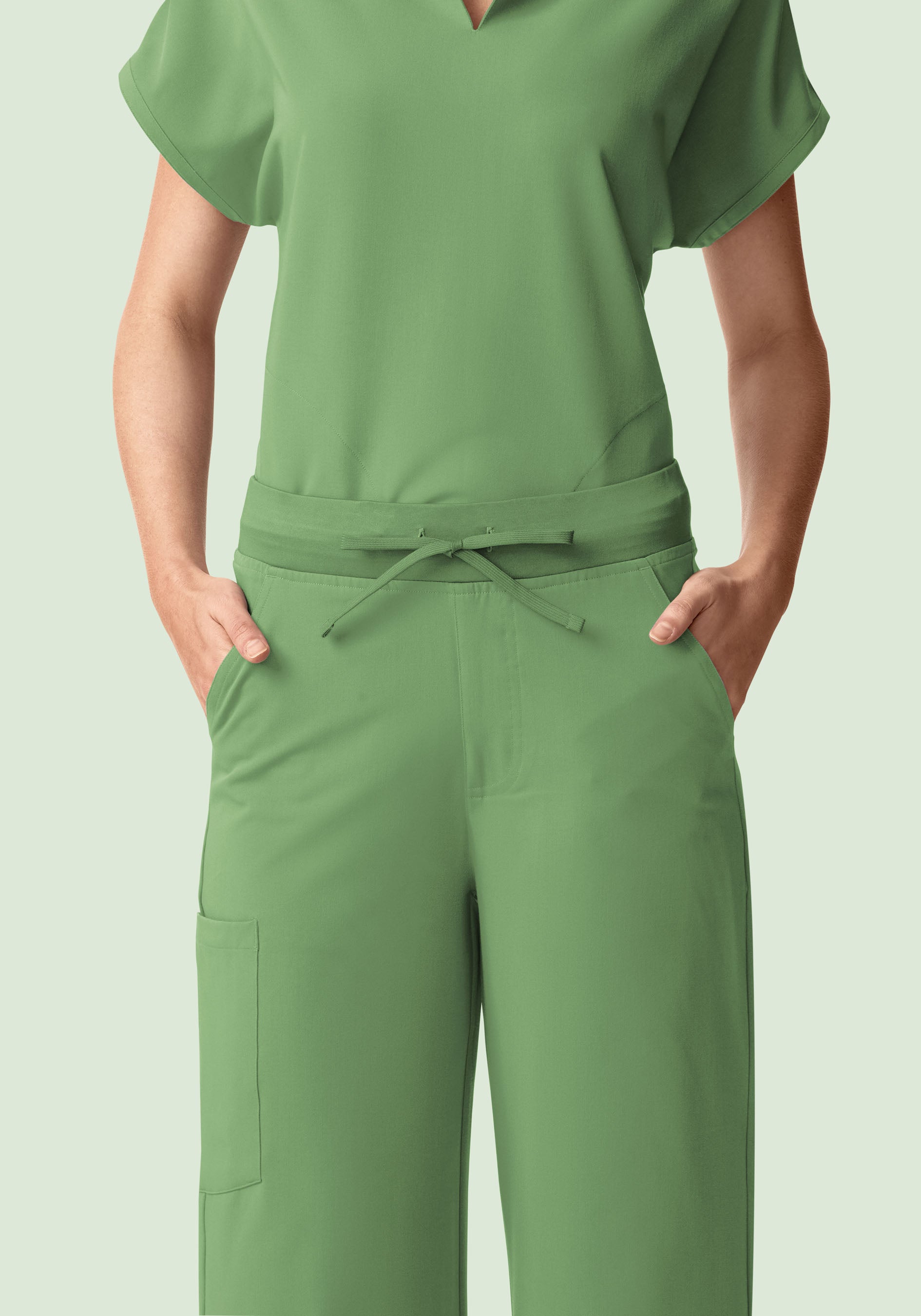 Women's High Waisted Wide Leg Scrub Pants - Hazel Green | Mandala