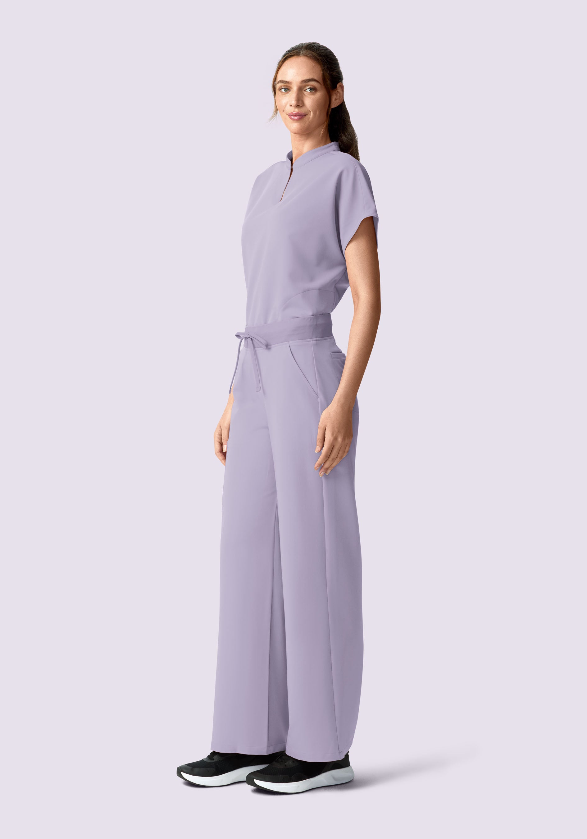 Women's High Waisted Wide Leg Scrub Pants - Ube | Mandala Scrubs